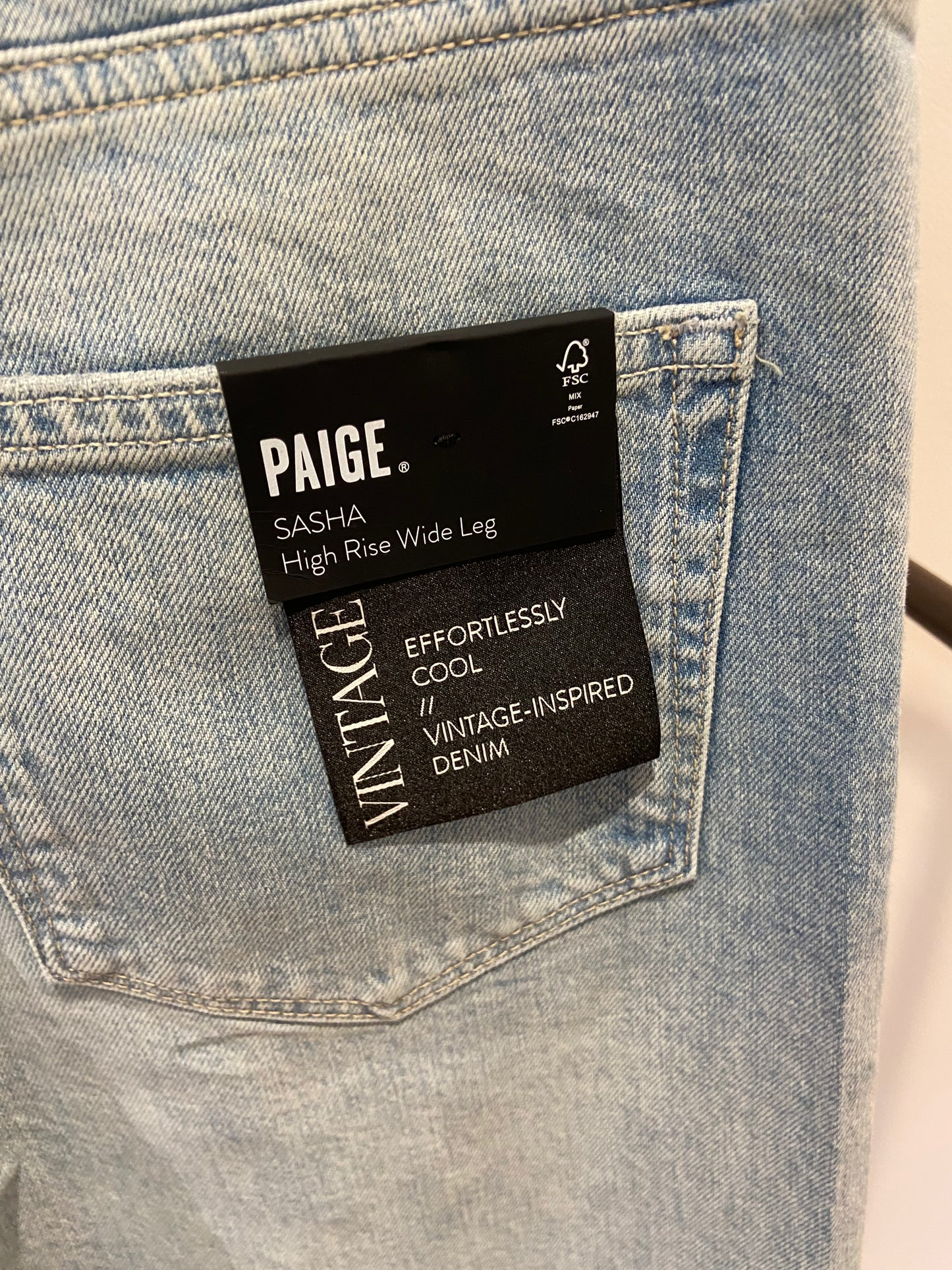Paige Sasha Eza Crystal Embellished Wide Leg Jeans size 28