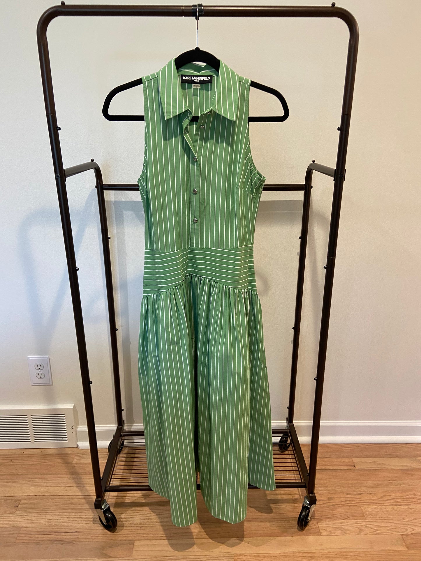 Karl Lagerfeld Striped Green Shirt Midi Dress size 2