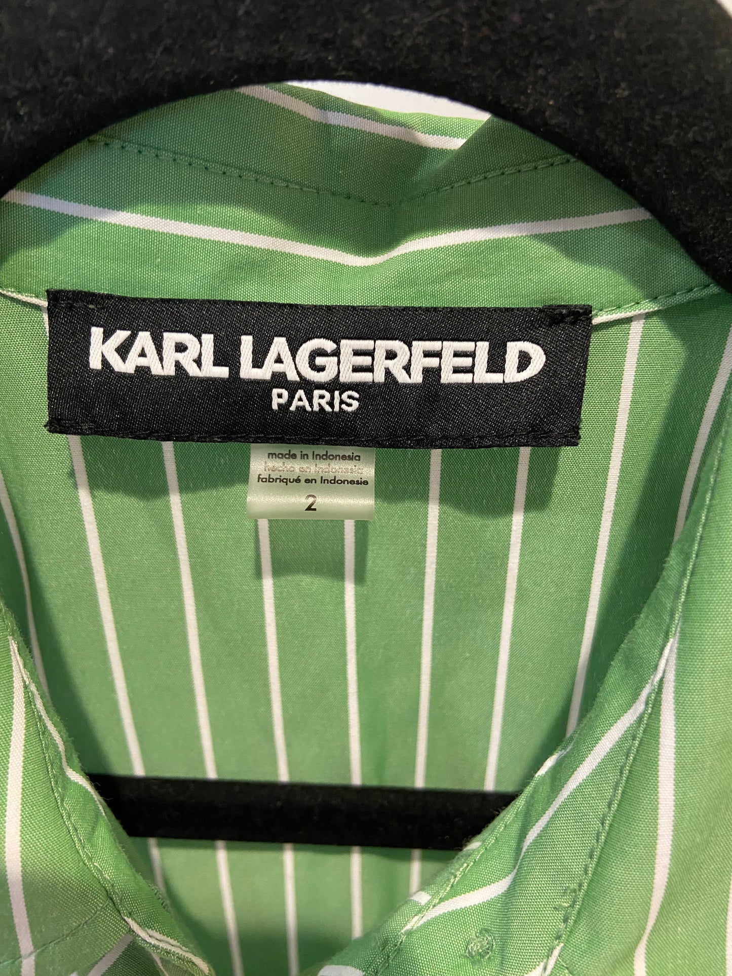 Karl Lagerfeld Striped Green Shirt Midi Dress size 2