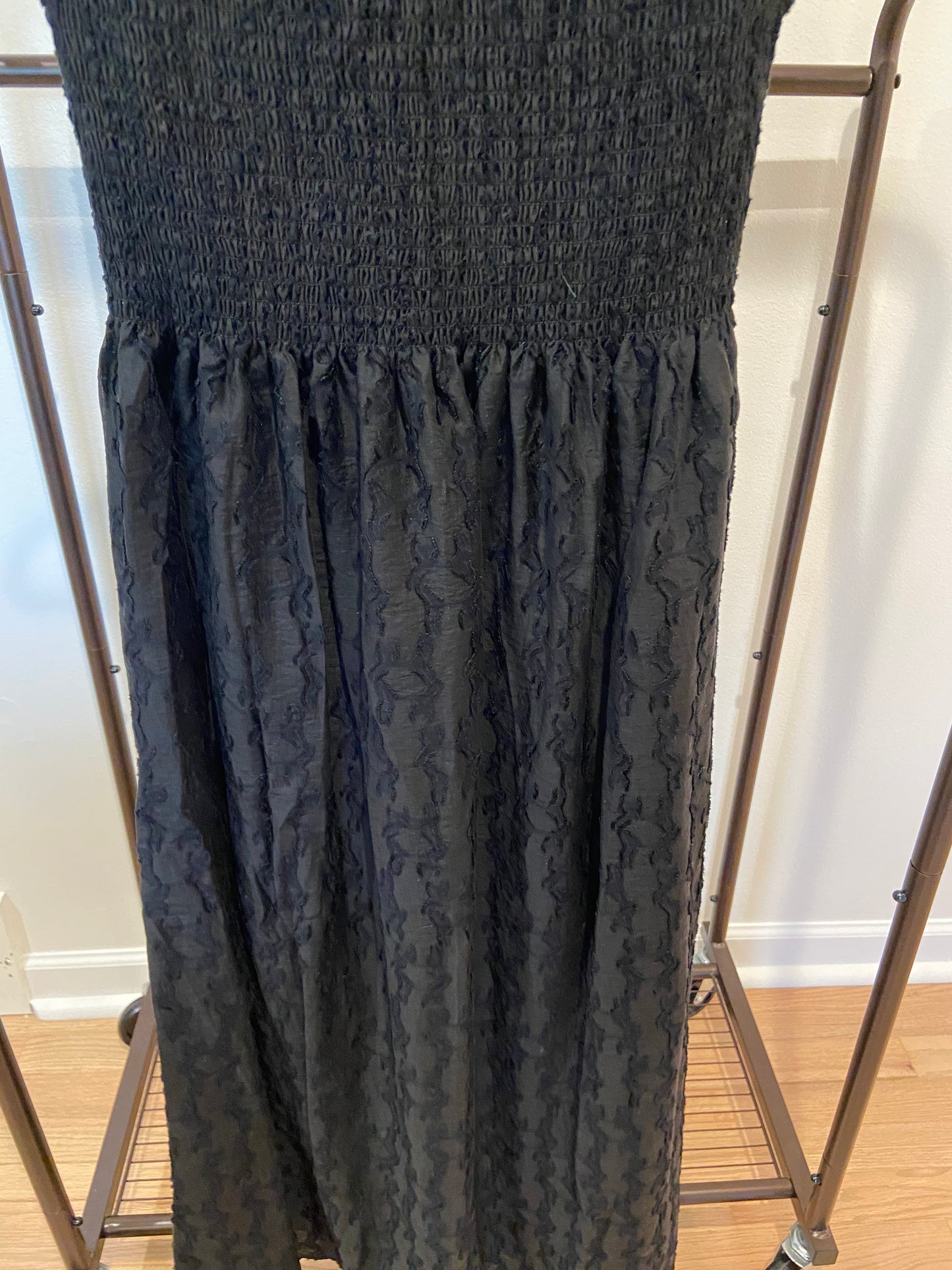 Hill House The Cosima Nap Dress in Black Fil Coupé size S