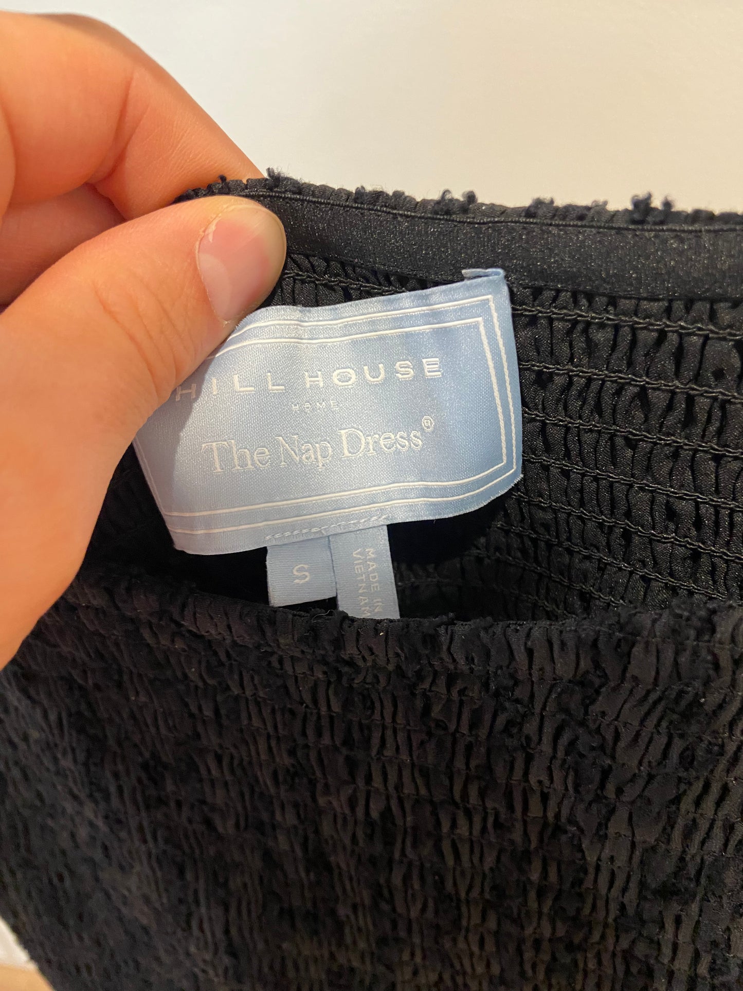 Hill House The Cosima Nap Dress in Black Fil Coupé size S