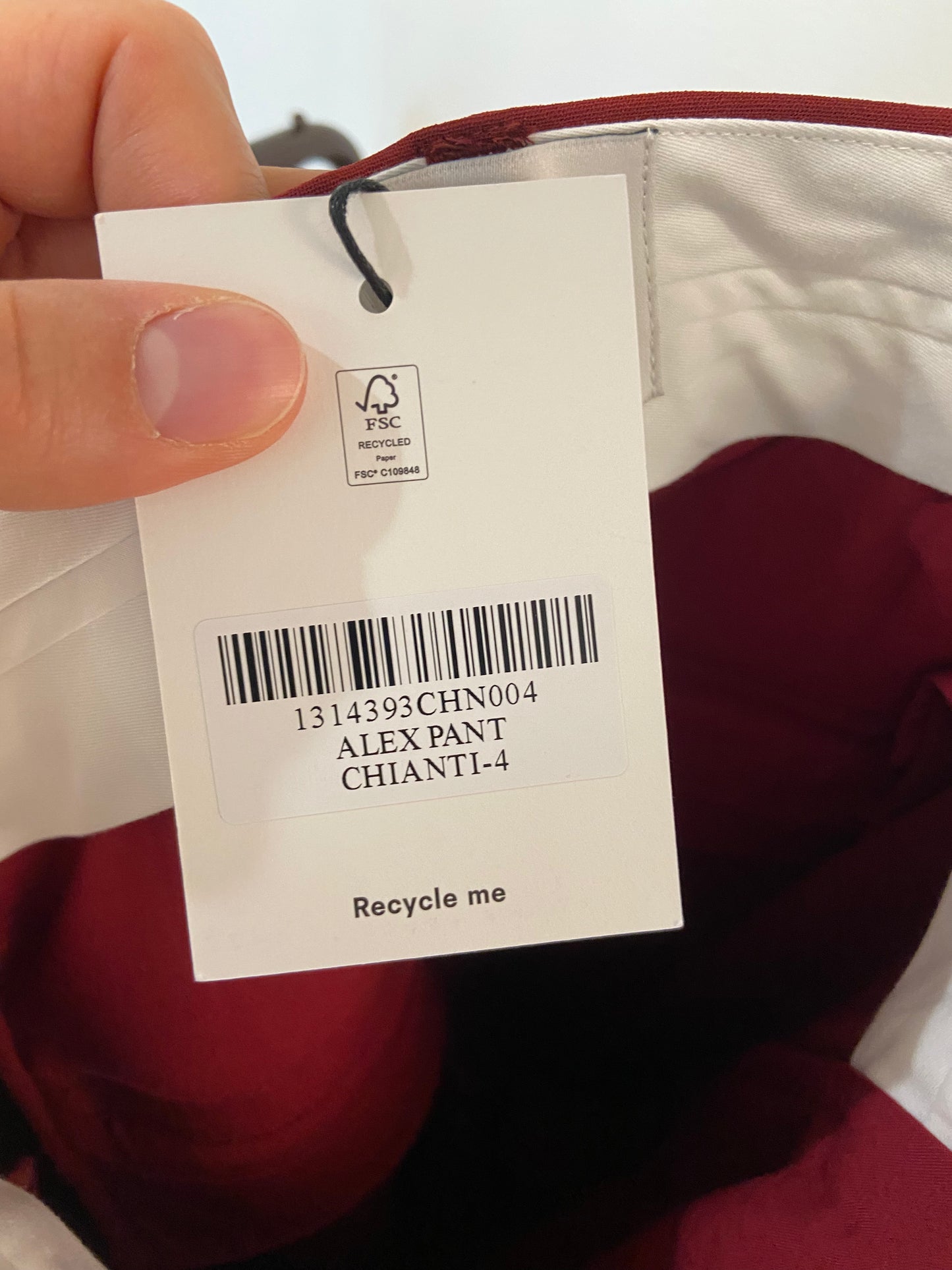 Reformation Alex Mid Rise Pant in Chianti Red size 4
