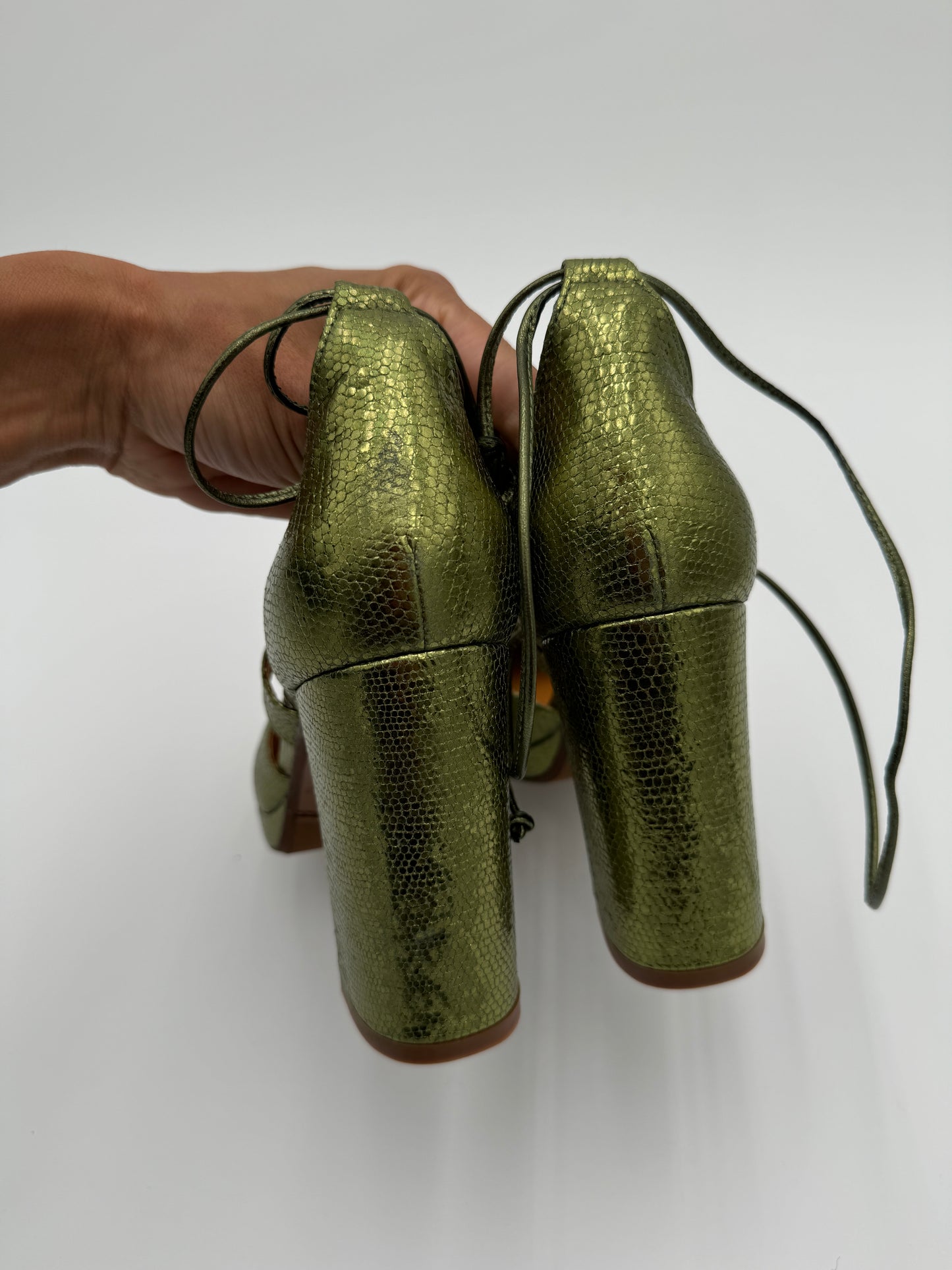 Sezane Alessia Metallic Green Pumps size 39