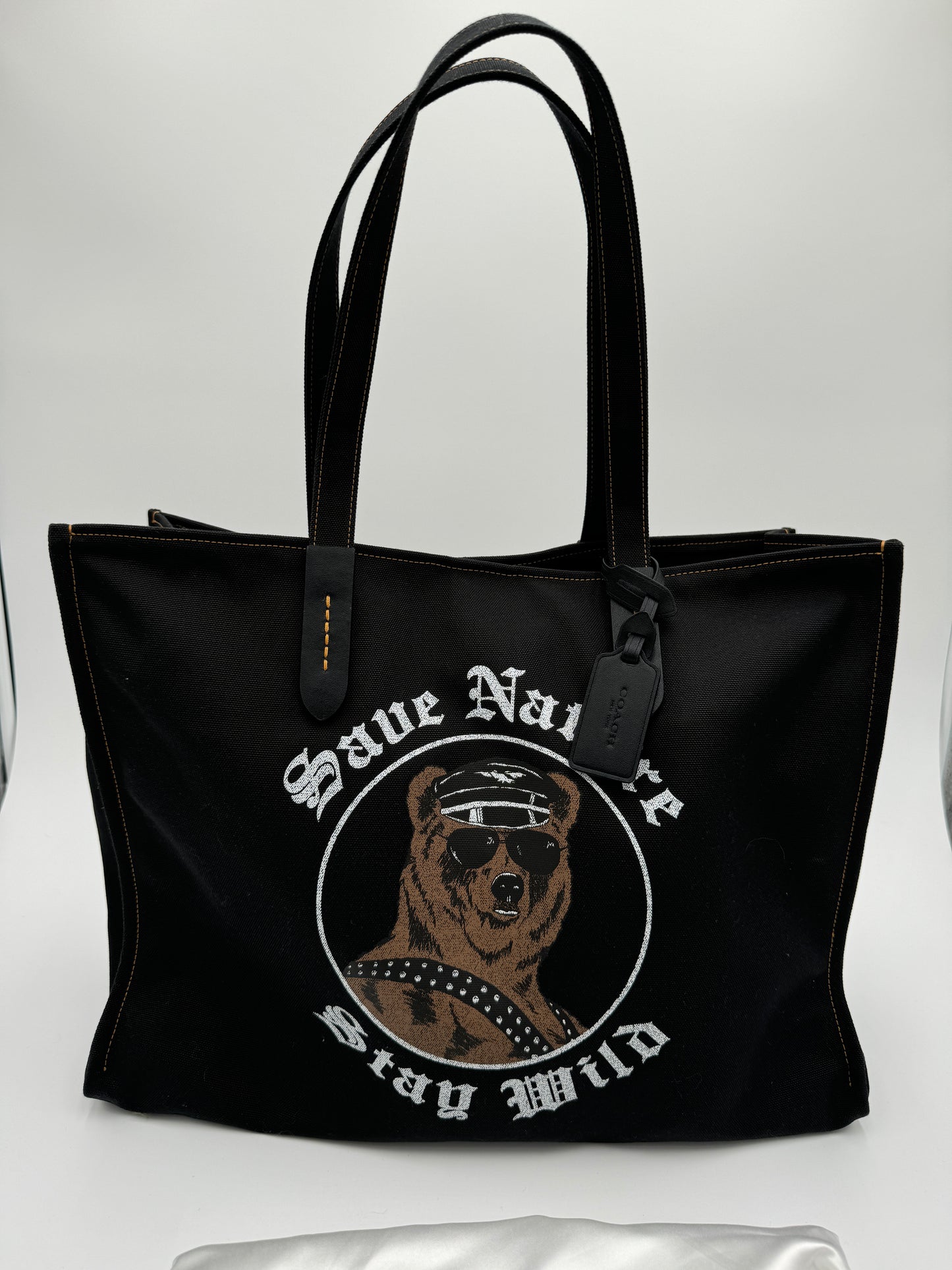 COACH Tote  Recycled Canvas With Bear Graphic
