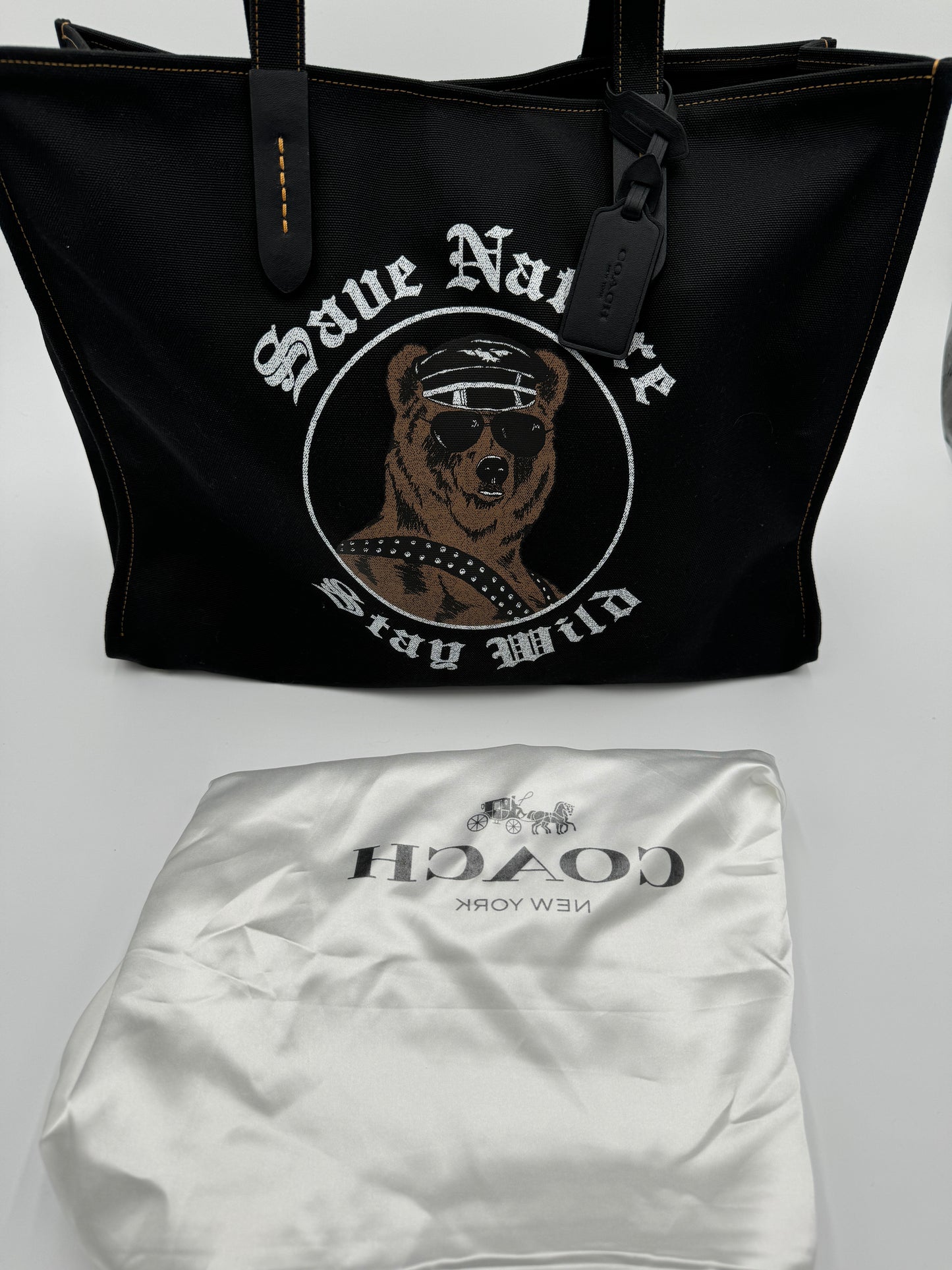 COACH Tote  Recycled Canvas With Bear Graphic