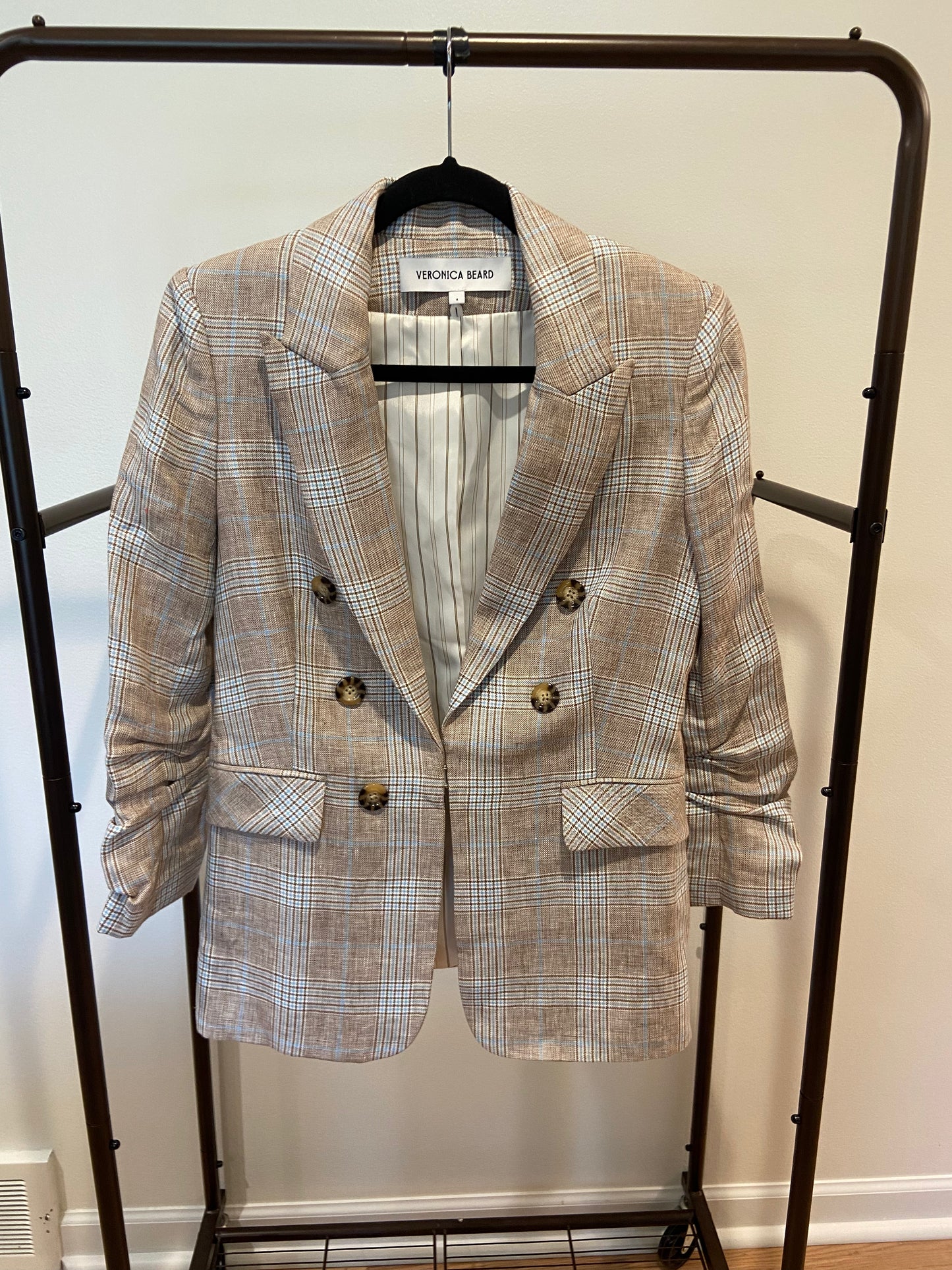 Veronica Beard Beacon Dickey Linen Blazer in Beige size 4