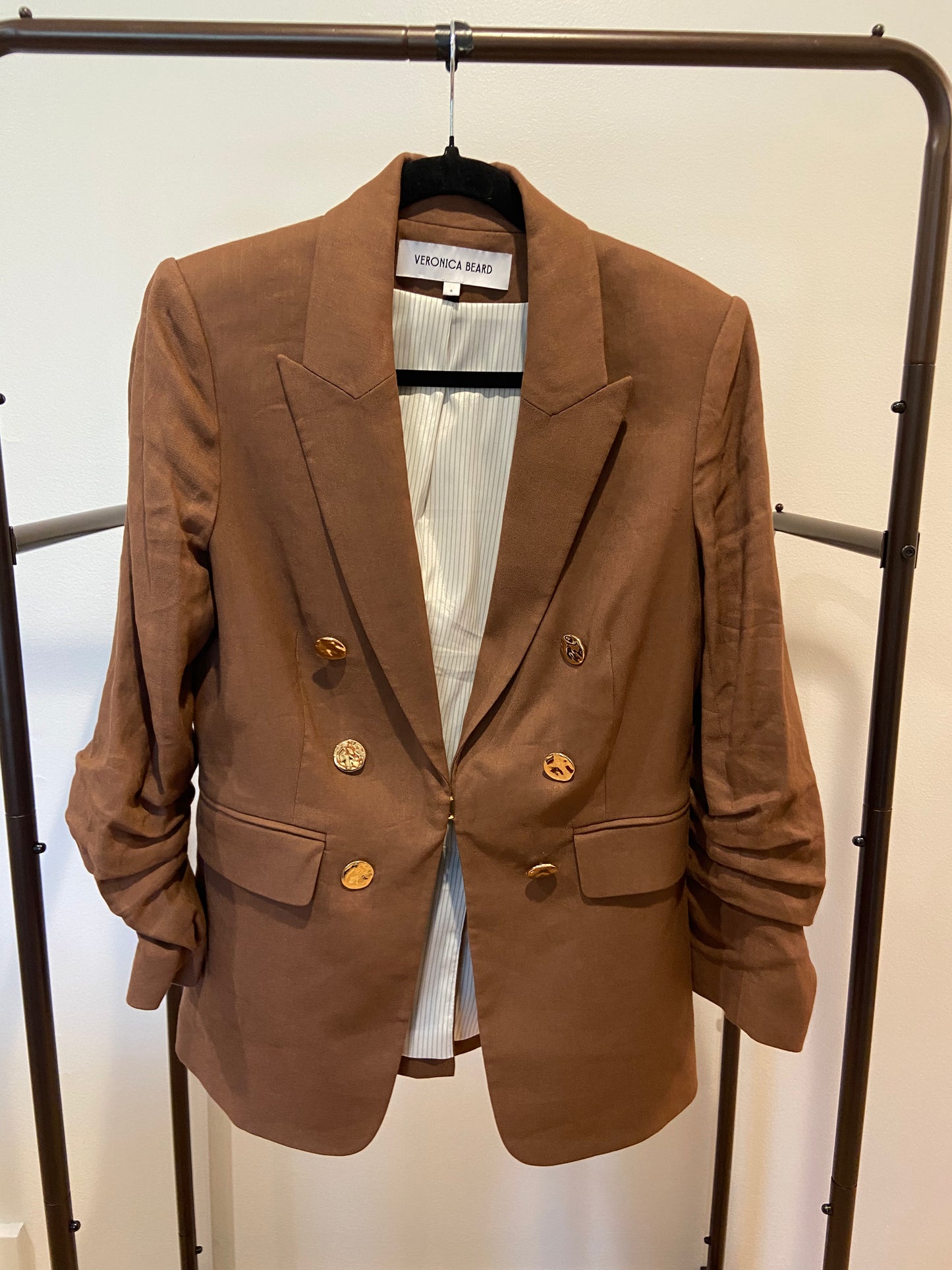 Veronica Beard Beacon Dickey Jacket in Brown with Gold Decorative Buttons size 6