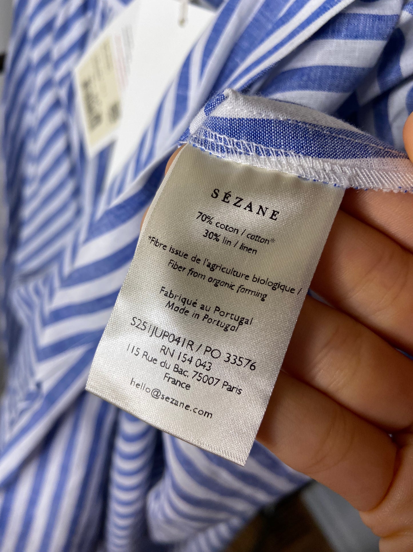 Sezane Arianna Skirt Blue Stripes size US 4