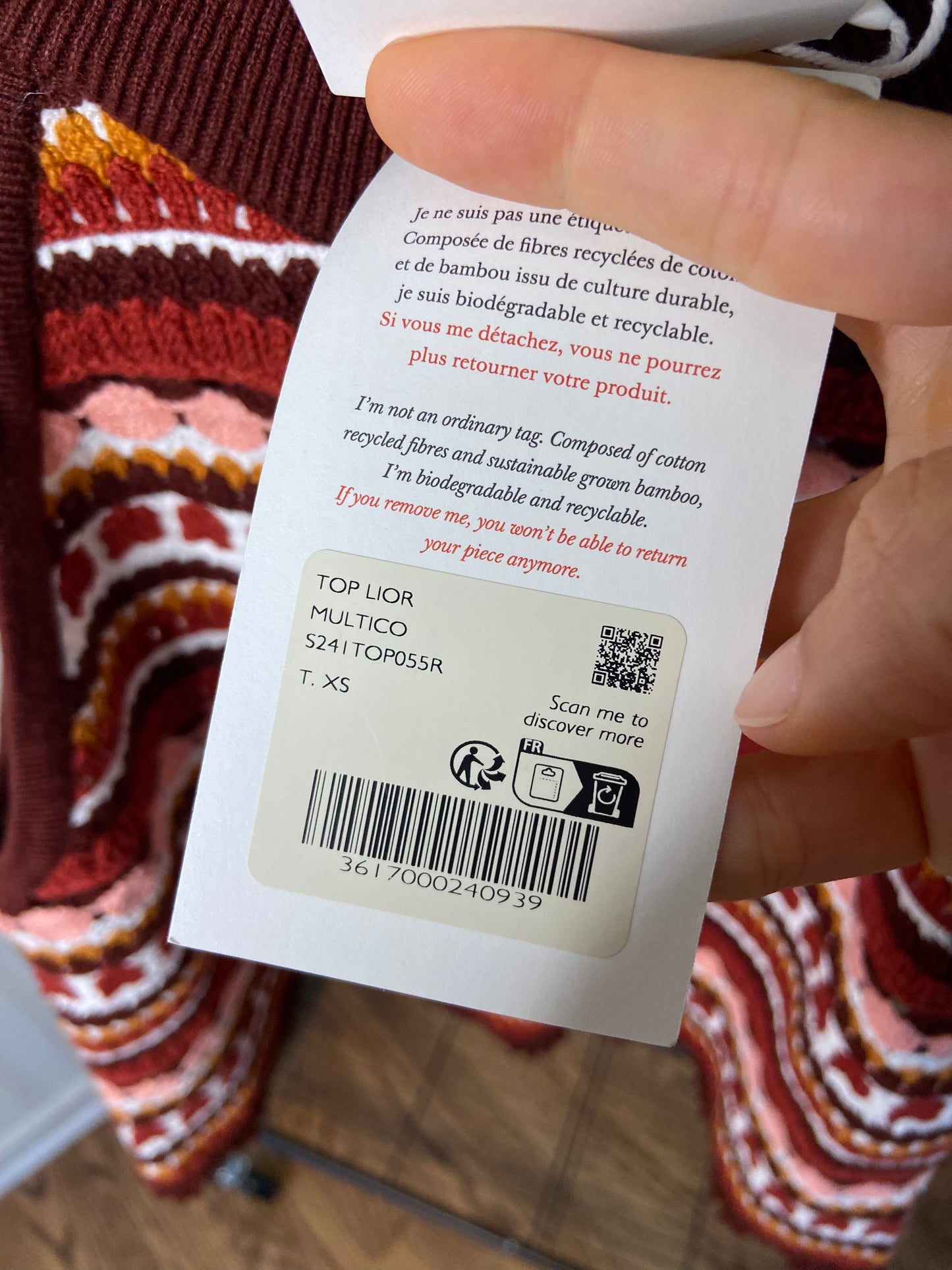 Sezane Lior Knit Top size XS