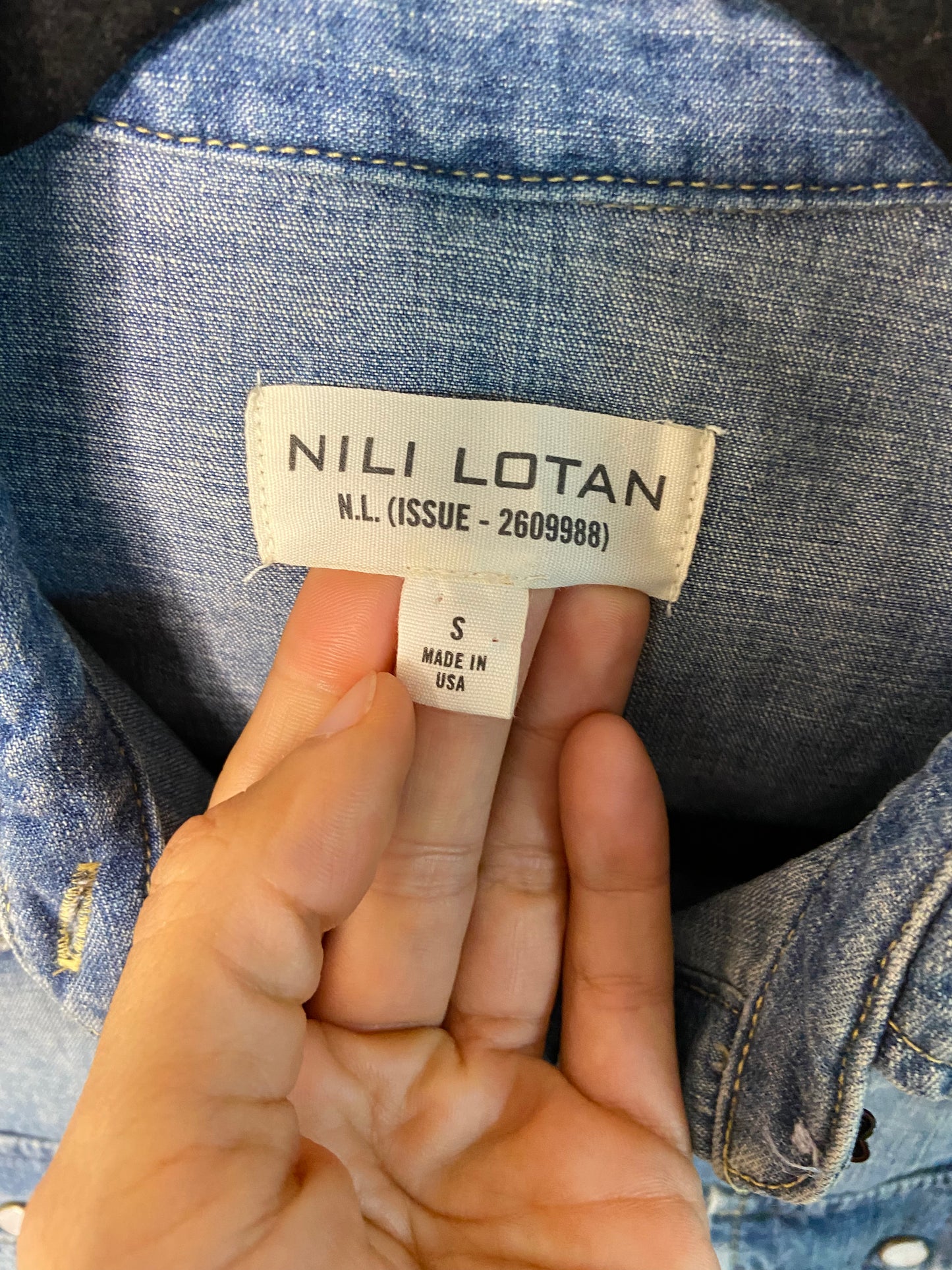 Nili Lotan Travis Denim Shirt size S