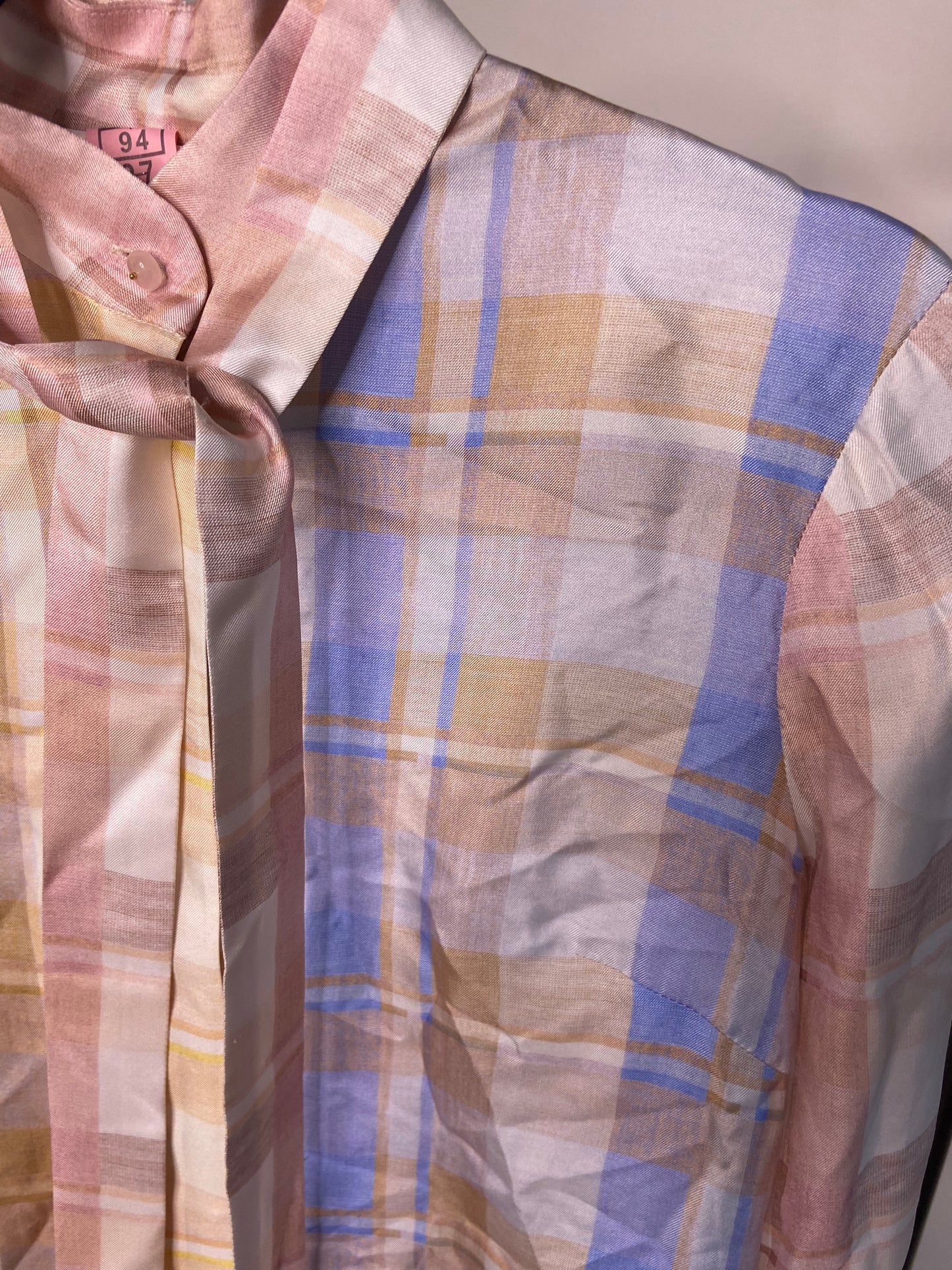 Zimmermann Dancer Checkered Neck Tie Pastel Ombré Blouse size US 4