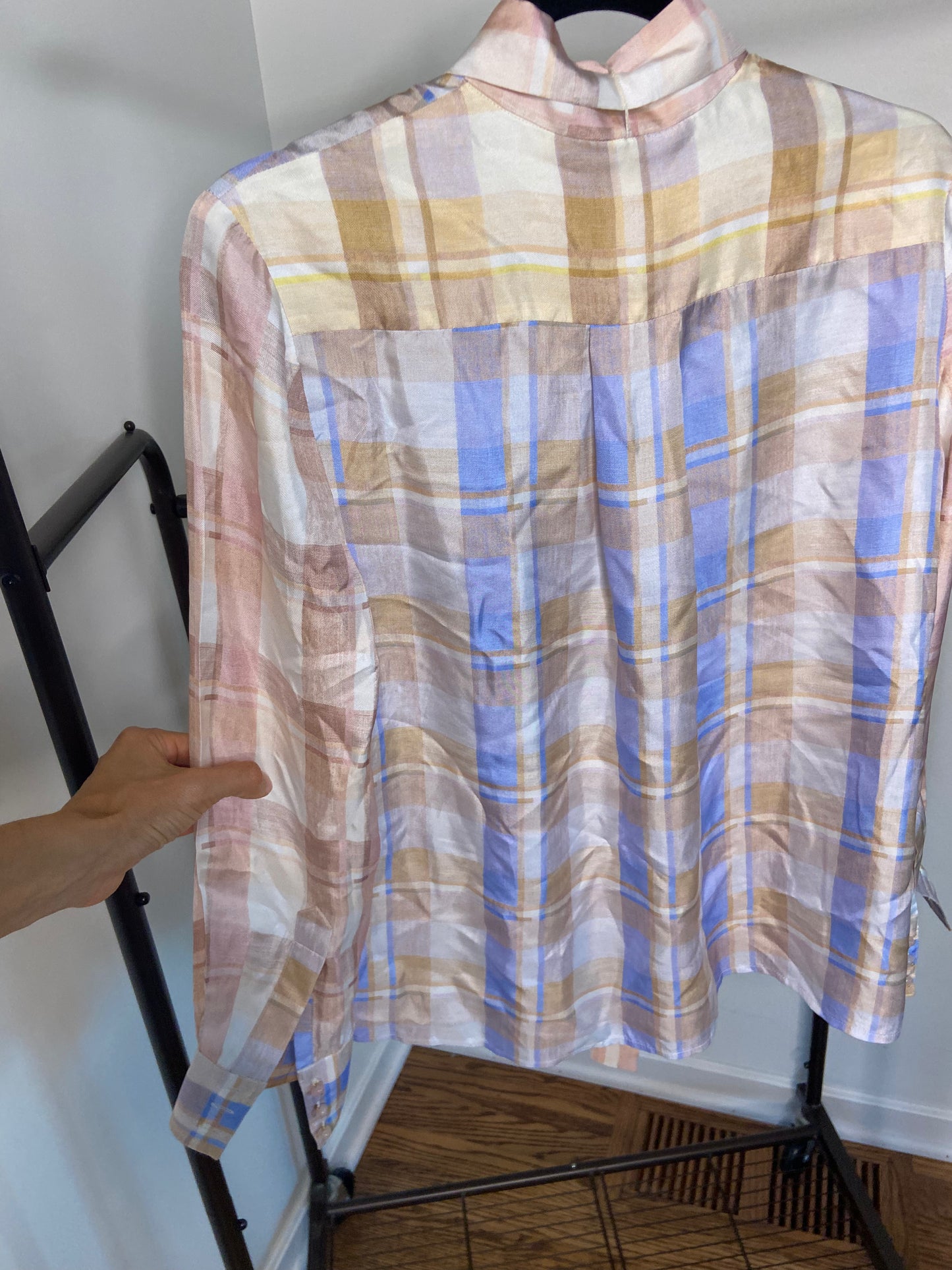 Zimmermann Dancer Checkered Neck Tie Pastel Ombré Blouse size US 4