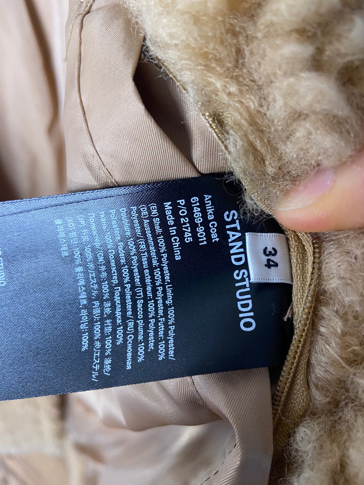 Stand Studio Anika Faux Fur Teddy Coat size 34 - US 2