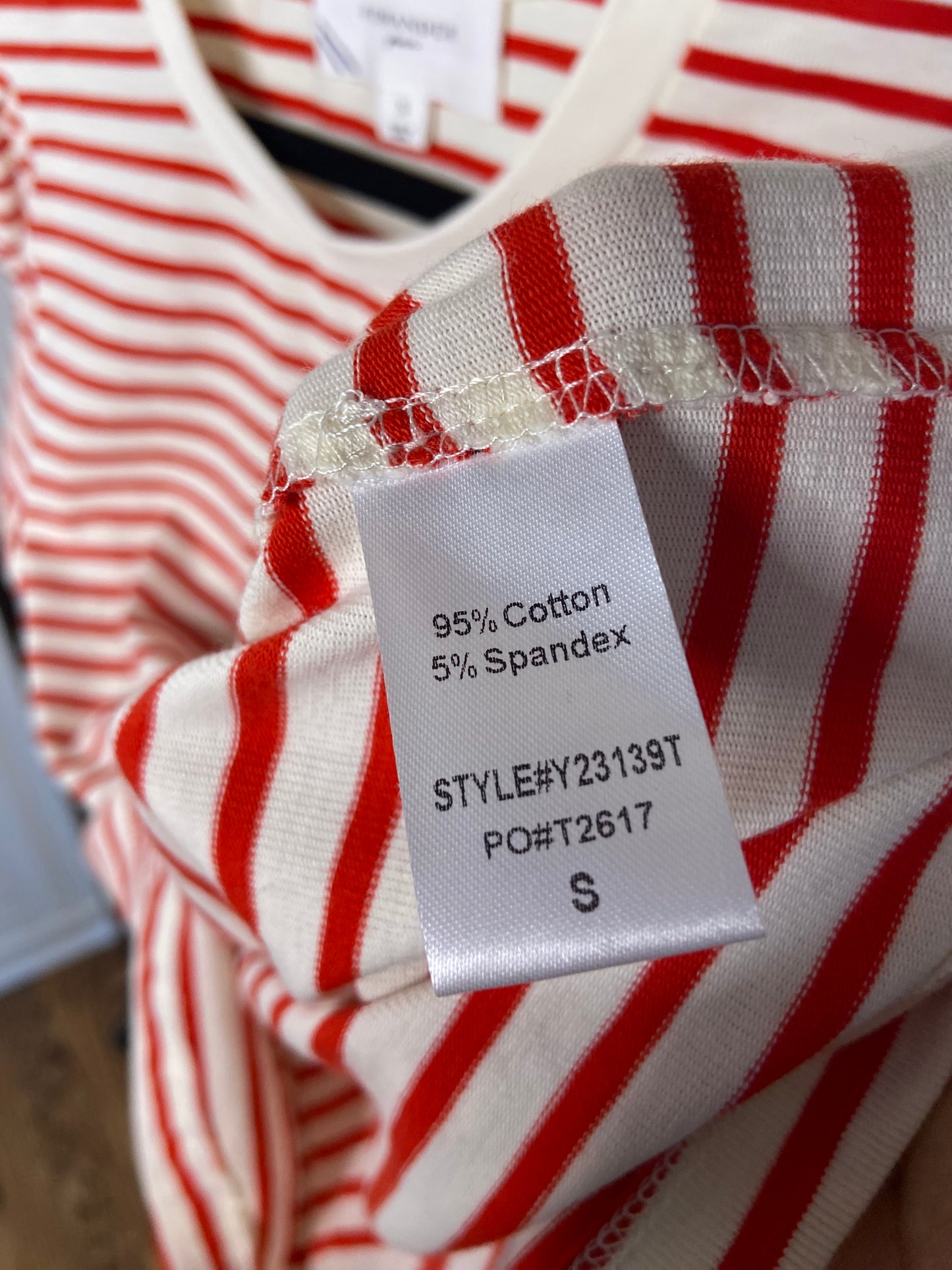 Pomander Place Red Striped Vesty Puff Short Sleeve Crewneck size S