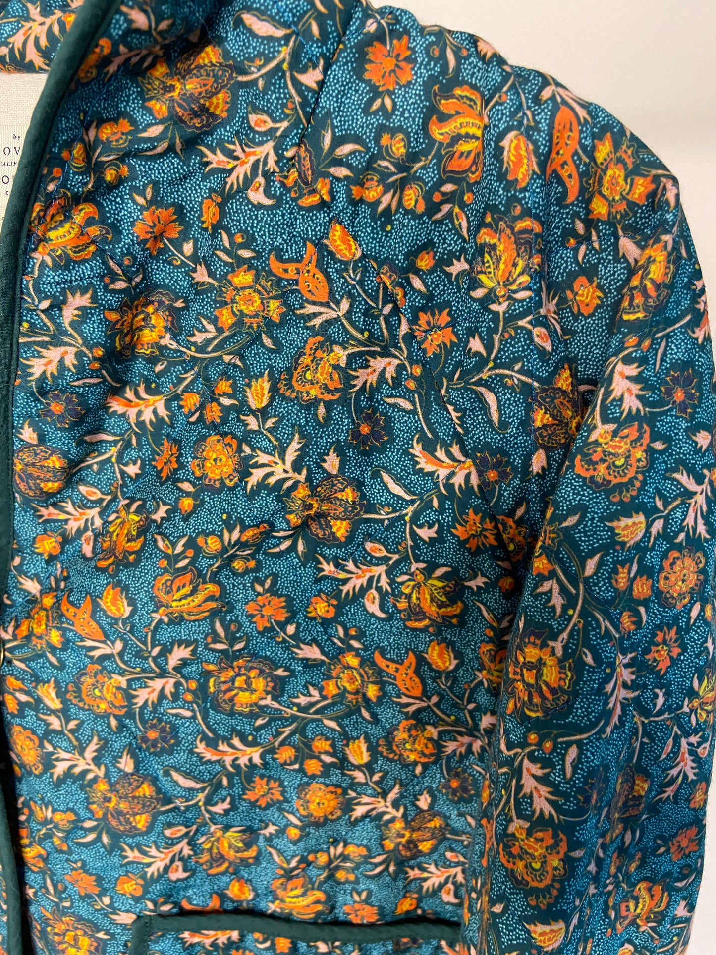 Trovata Birds of Paradis August Quilted Jacket Botanical Border size S