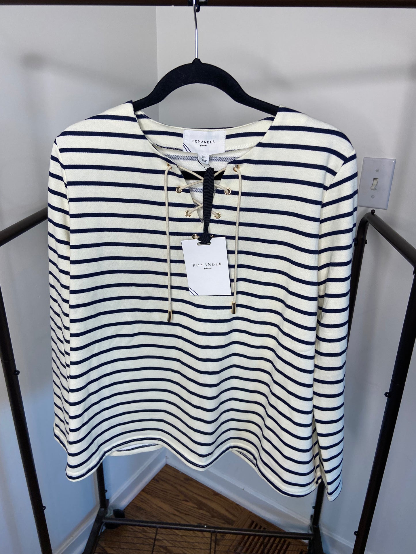 Pomander Place Manon Striped Popover Top size XL