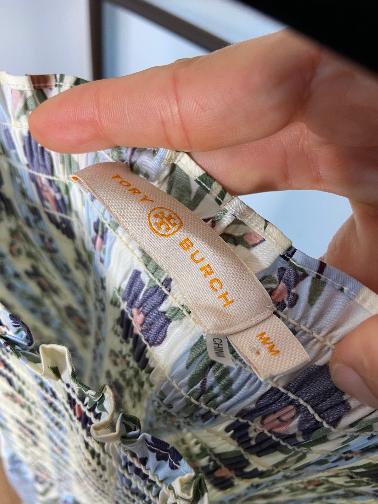 Tory Burch Shirred Tiered Floral Poplin Dress size M