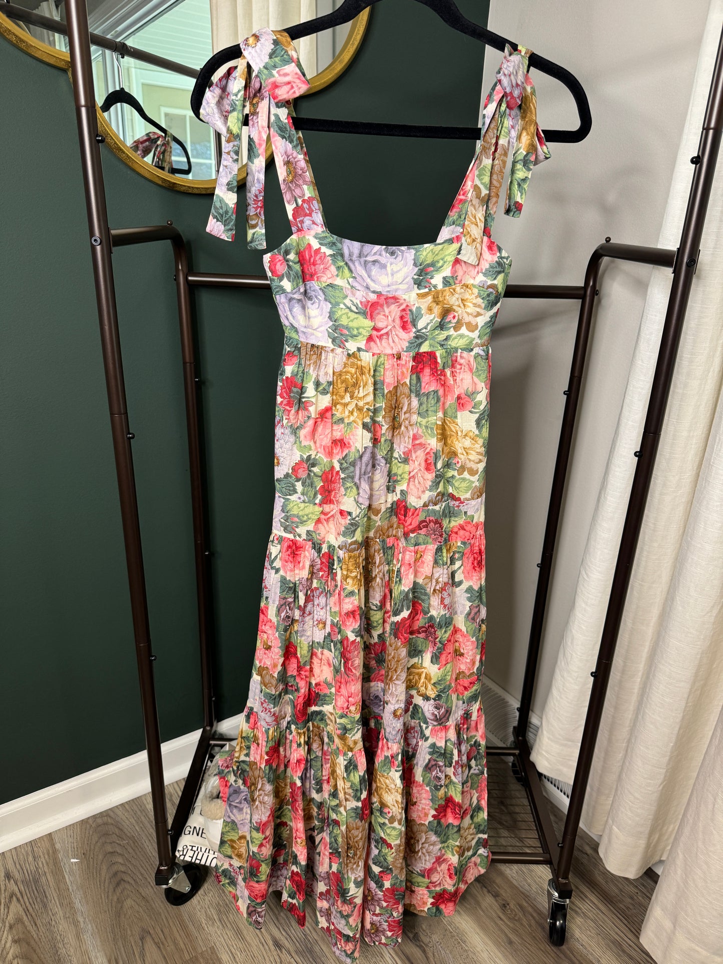 ZIMMERMANN Mae Shoulder Tie Midi Dress size 2P