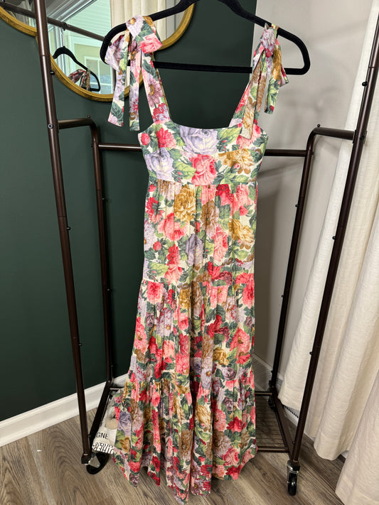 ZIMMERMANN Mae Shoulder Tie Midi Dress size 2P