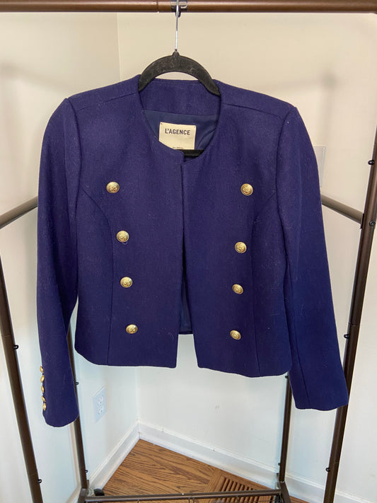 L'Agence True Button-Embellished Wool-Blend Blazer size 4