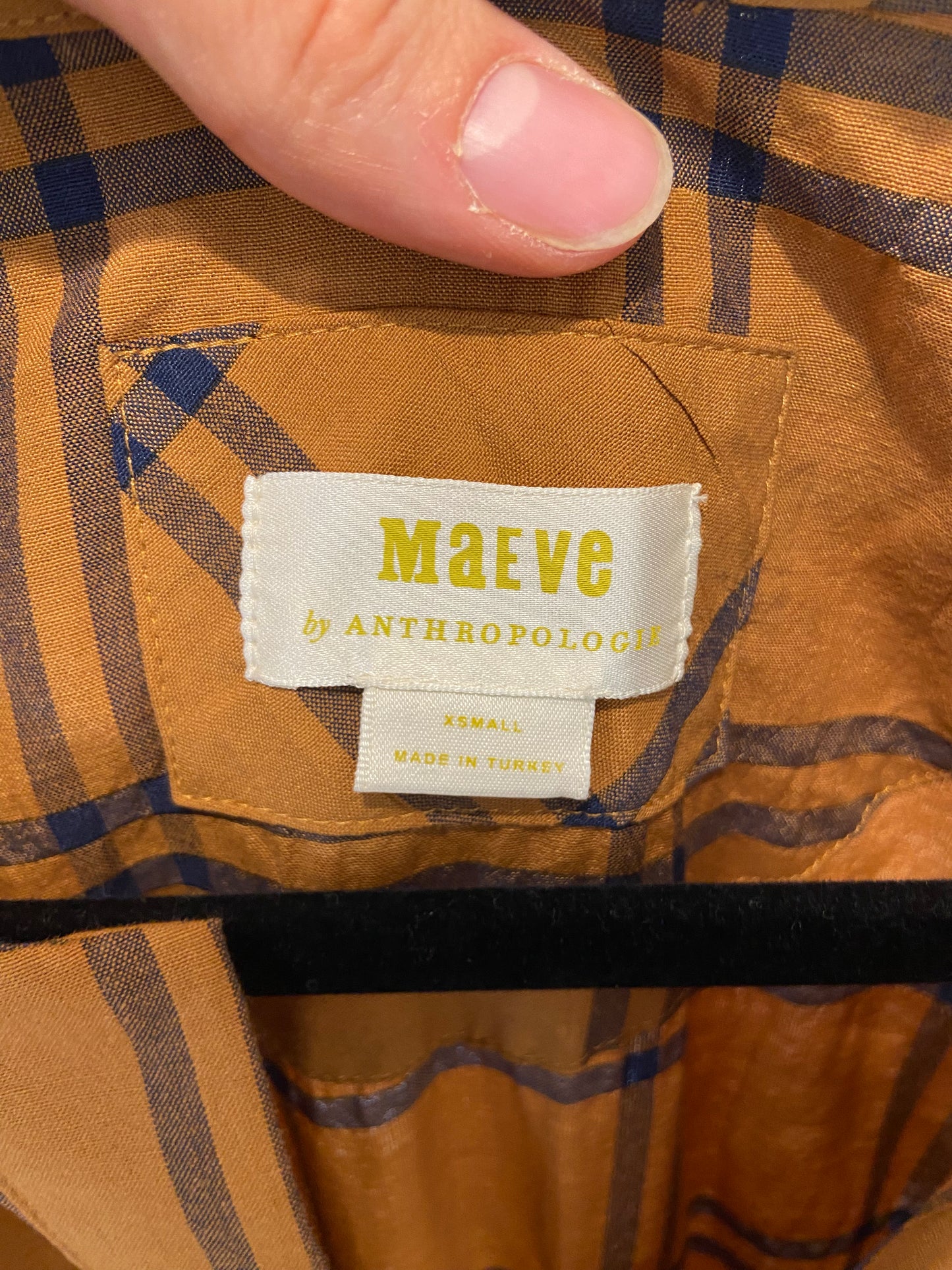 Anthropologie Maeve Somerset Maxi Dress in Mustard Plaid size XS
