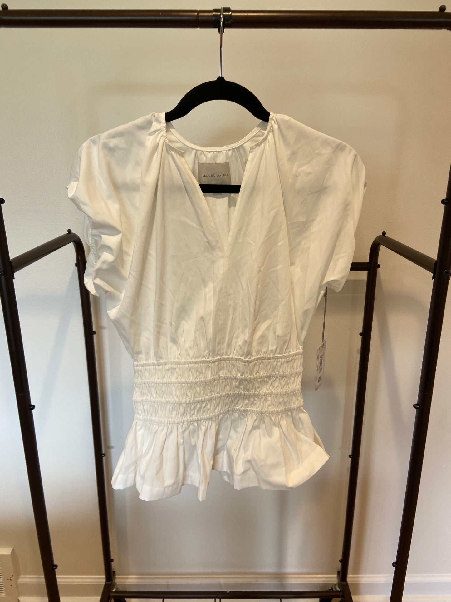 Brochu Walker The Mina Top Shirred V-Neck Poplin Blouse size XS