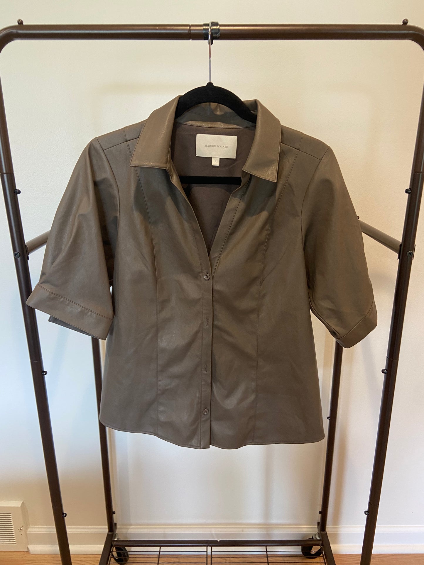 Brochu Walker The Max Leather Shirt in Tanner Gray size S