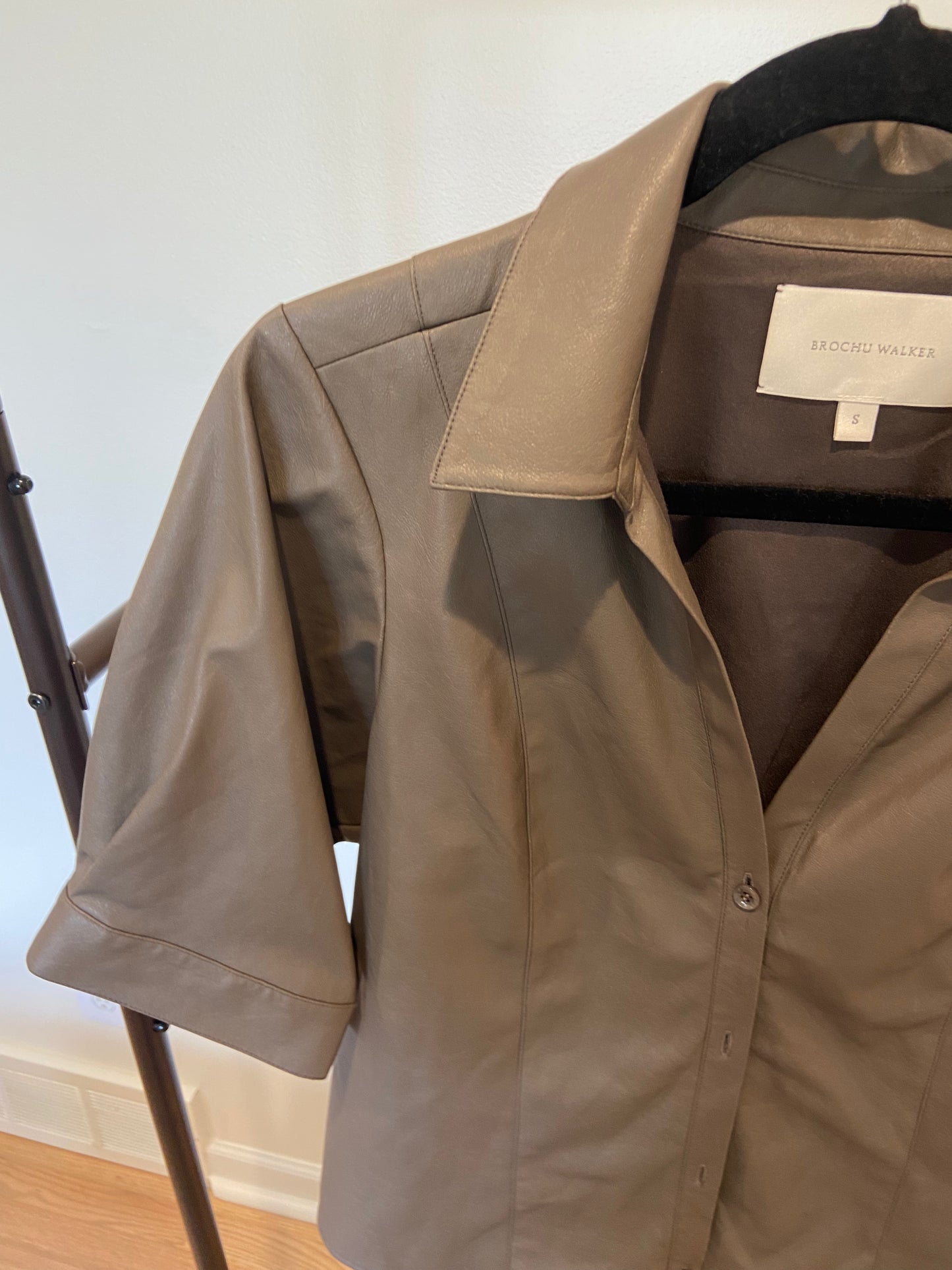 Brochu Walker The Max Leather Shirt in Tanner Gray size S