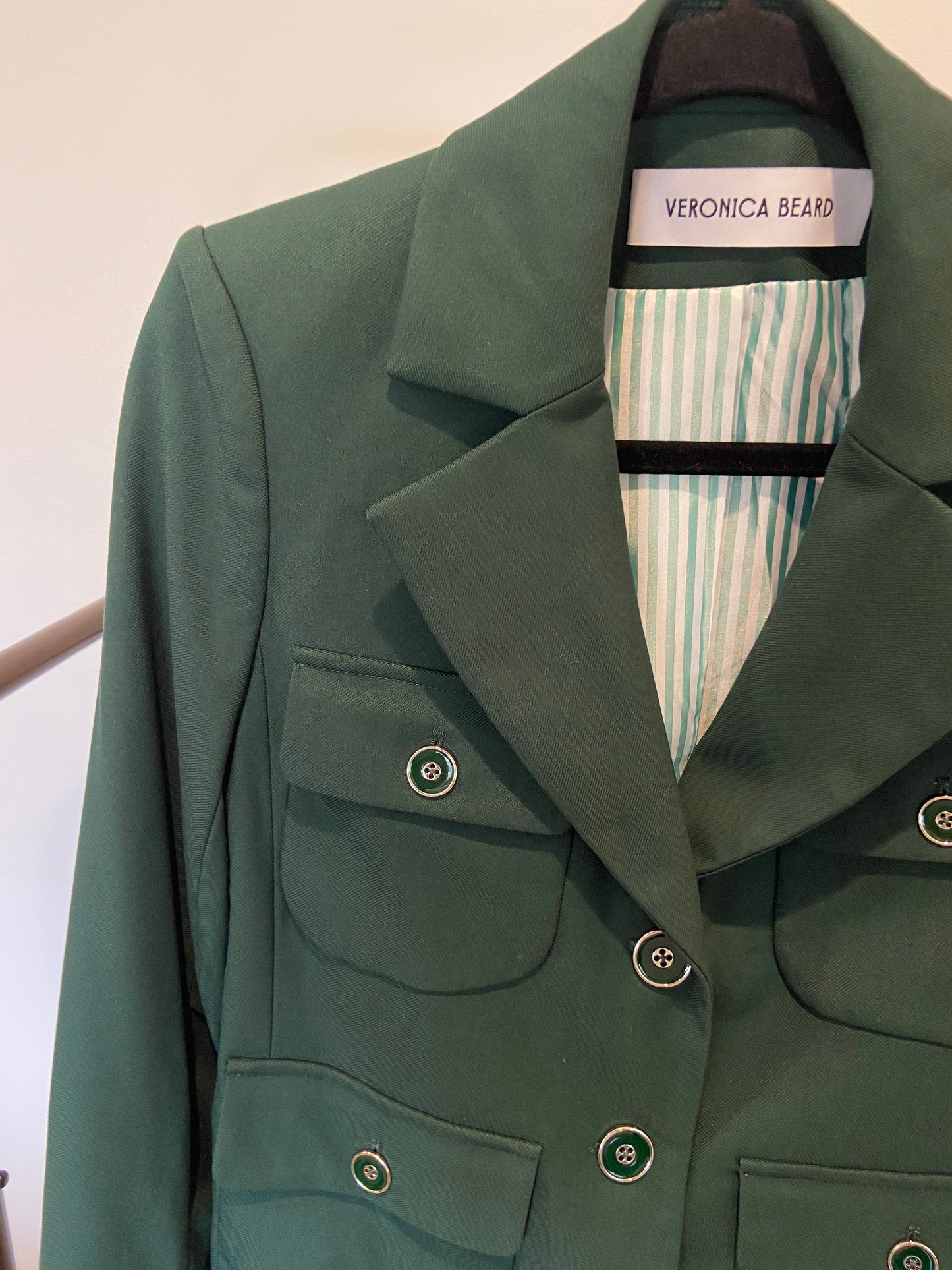 Veronica Beard Schuyler Tailored Utility Jacket in Green size 4