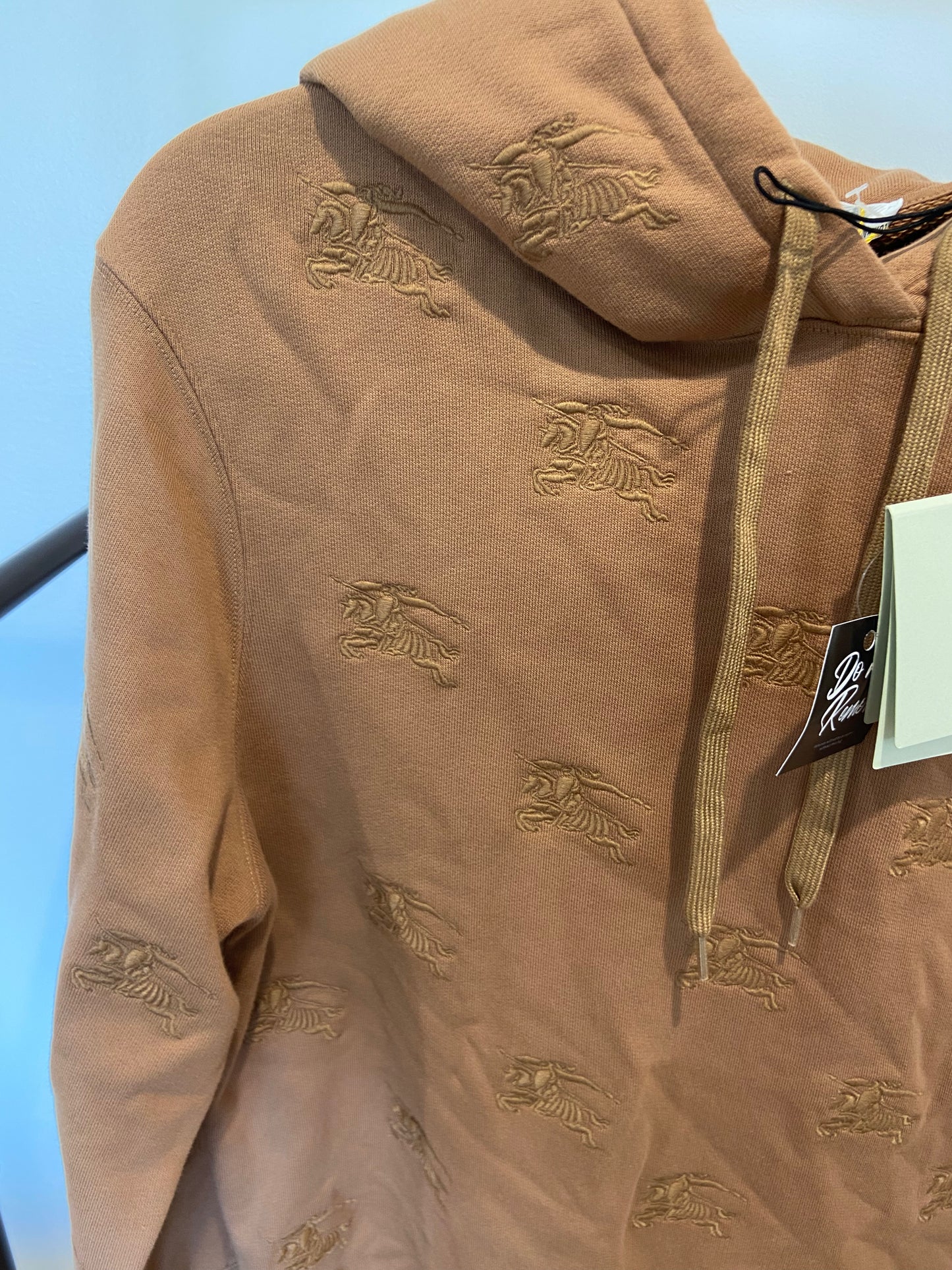 Burberry Embroidered Drawstring Hoodie Camel Legacy Brown Hoodie size XS
