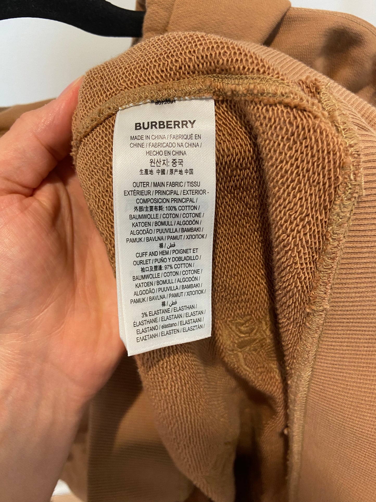 Burberry Embroidered Drawstring Hoodie Camel Legacy Brown Hoodie size XS