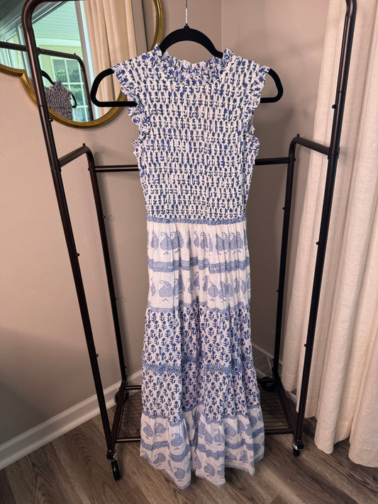 Oliphant Smocked Maxi Dress size S