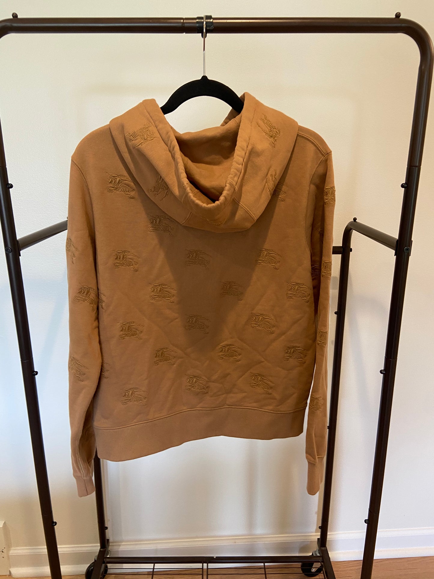 Burberry Embroidered Drawstring Hoodie Camel Legacy Brown Hoodie size XS