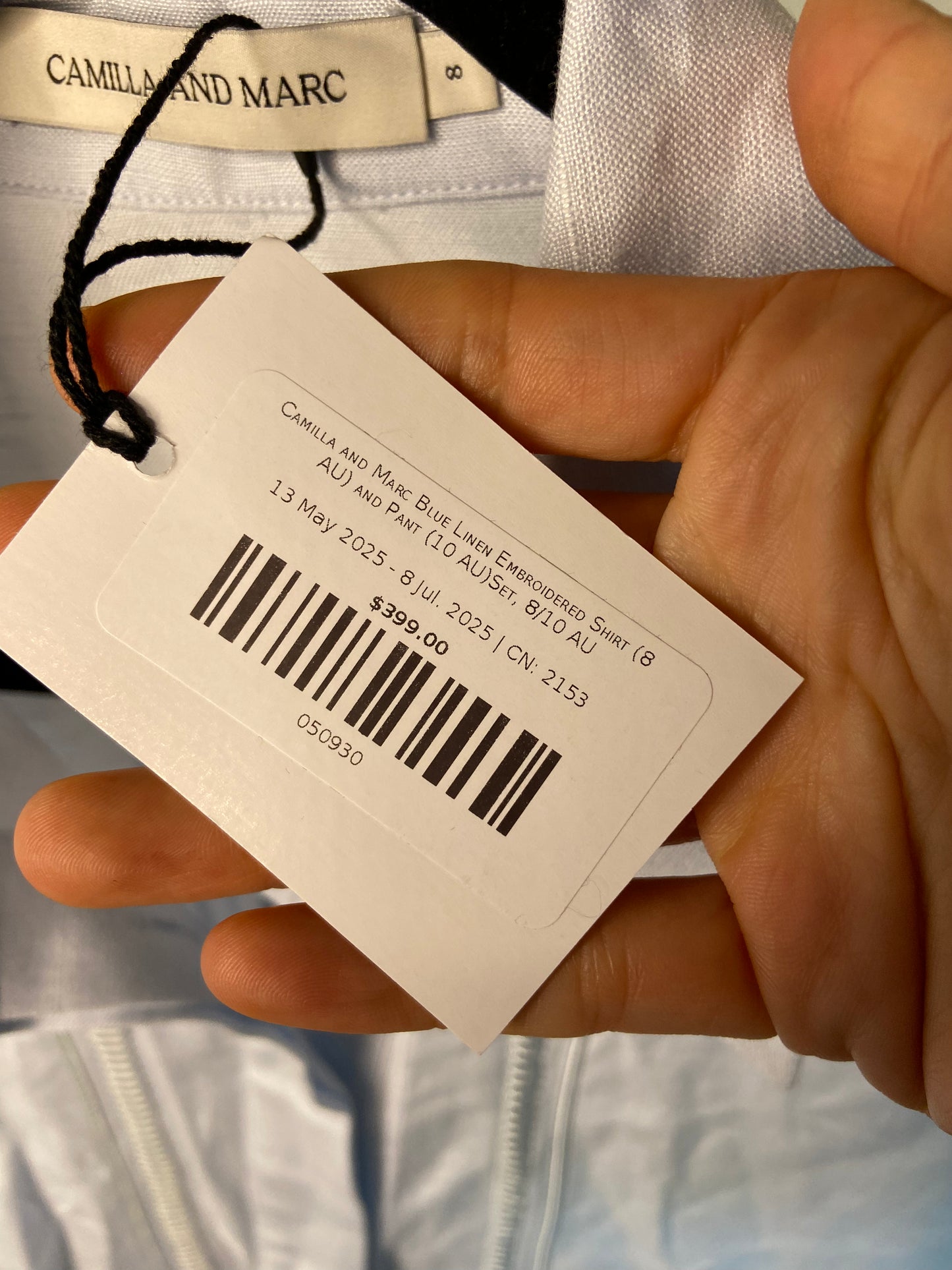 Camilla and Marc Fortuna Shirt in Ice Blue size 4