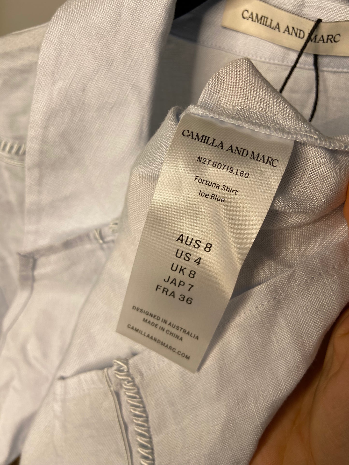 Camilla and Marc Fortuna Shirt in Ice Blue size 4