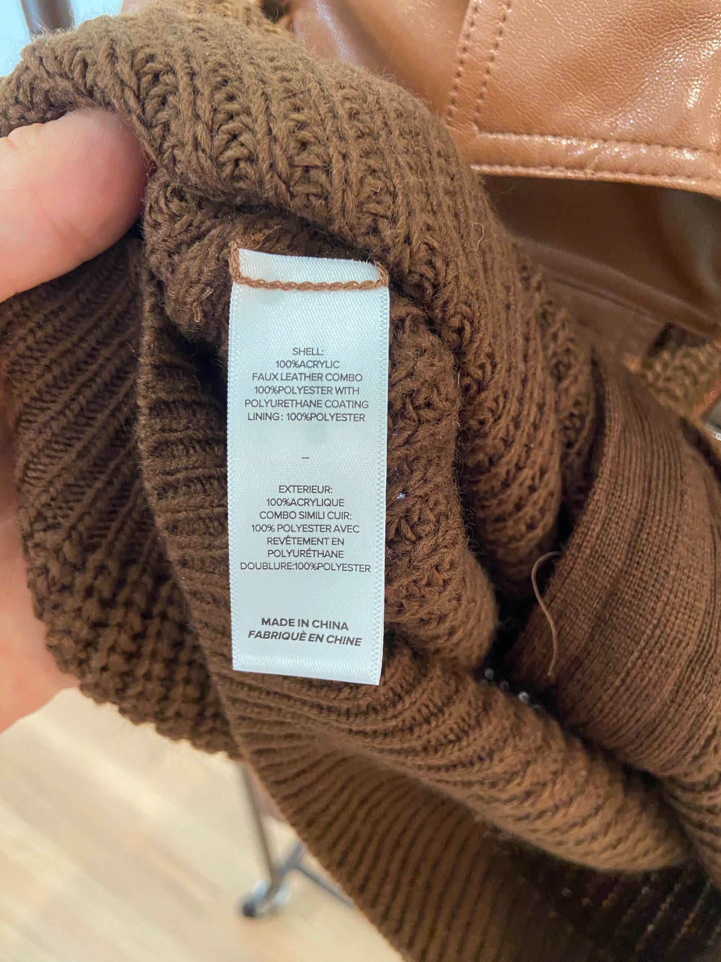 Cinq a Sept Holly Mixed Media Jacket Brown Chocolate Leather size XXS