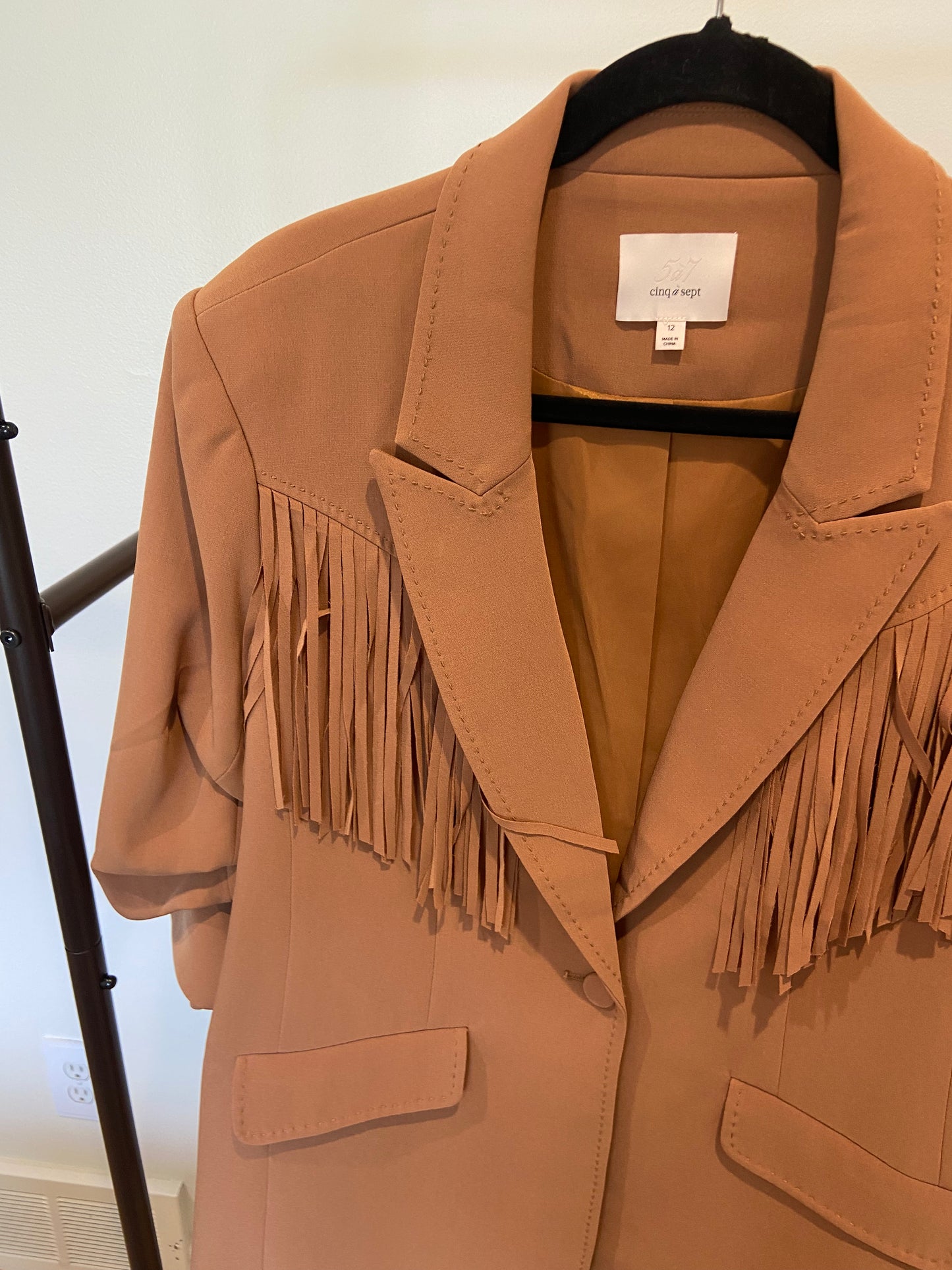 Cinq a Sept Dani Fringe Blazer in Cinnamon size 12