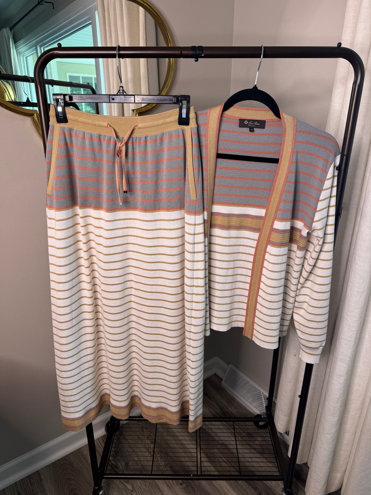 Loro Piana Sorbonne Cotton Knit Jacket and Skirt Set size M/10