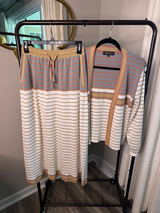 Loro Piana Sorbonne Cotton Knit Jacket and Skirt Set size M/10