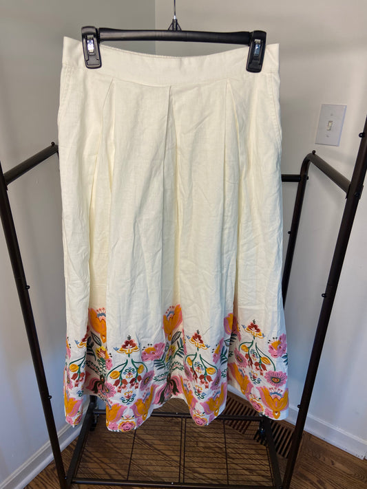 Boden Verity Embroidered Linen Skirt size 8