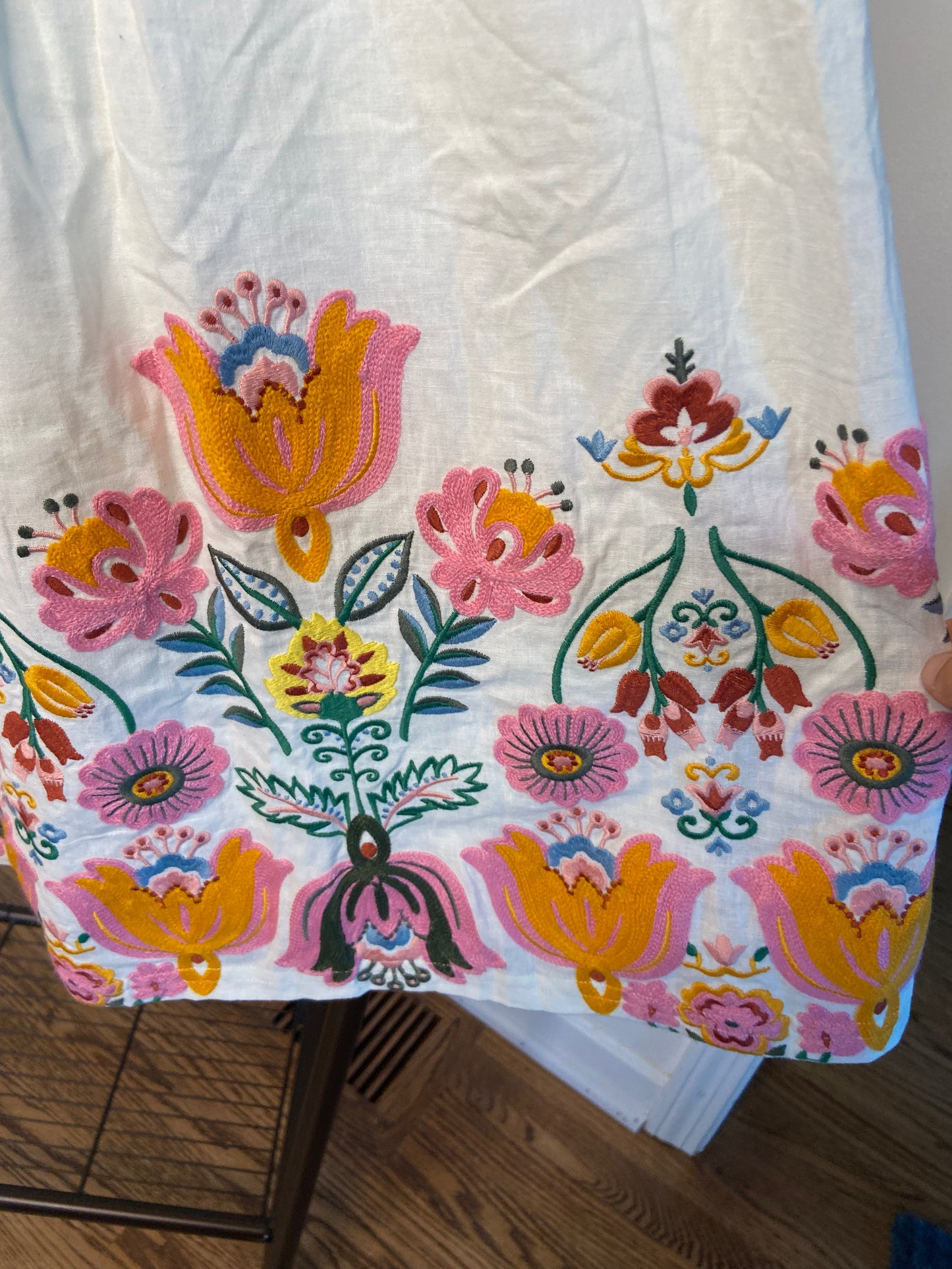 Boden Verity Embroidered Linen Skirt size 8