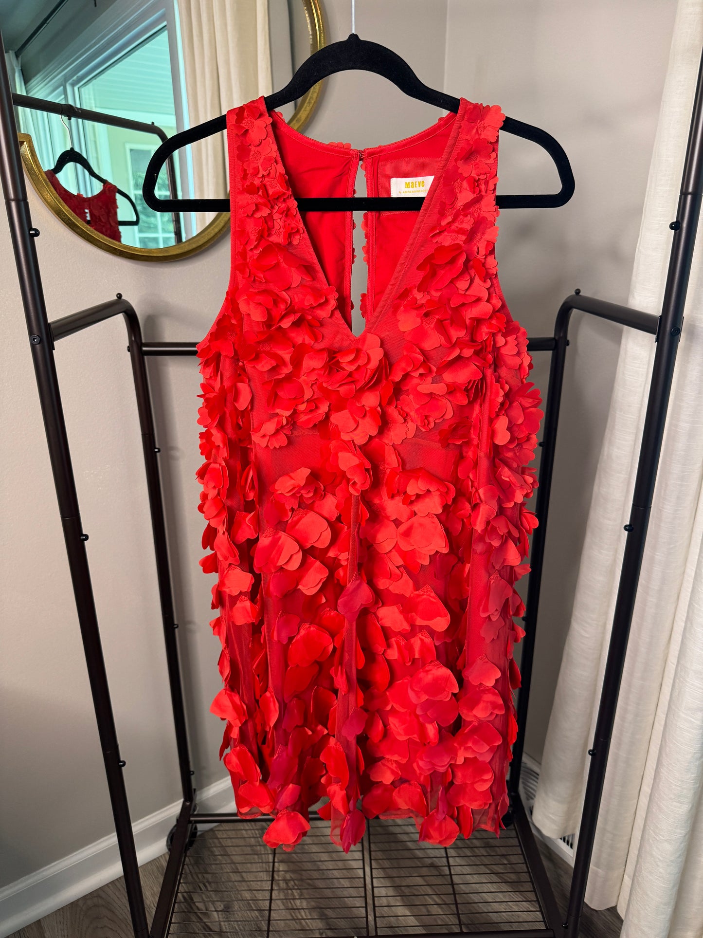 Anthropologie Maeve Sleeveless Floral Appliqué Mini Dress size S