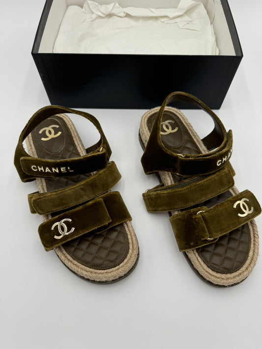 CHANEL Velvet Dad Sandals size 41