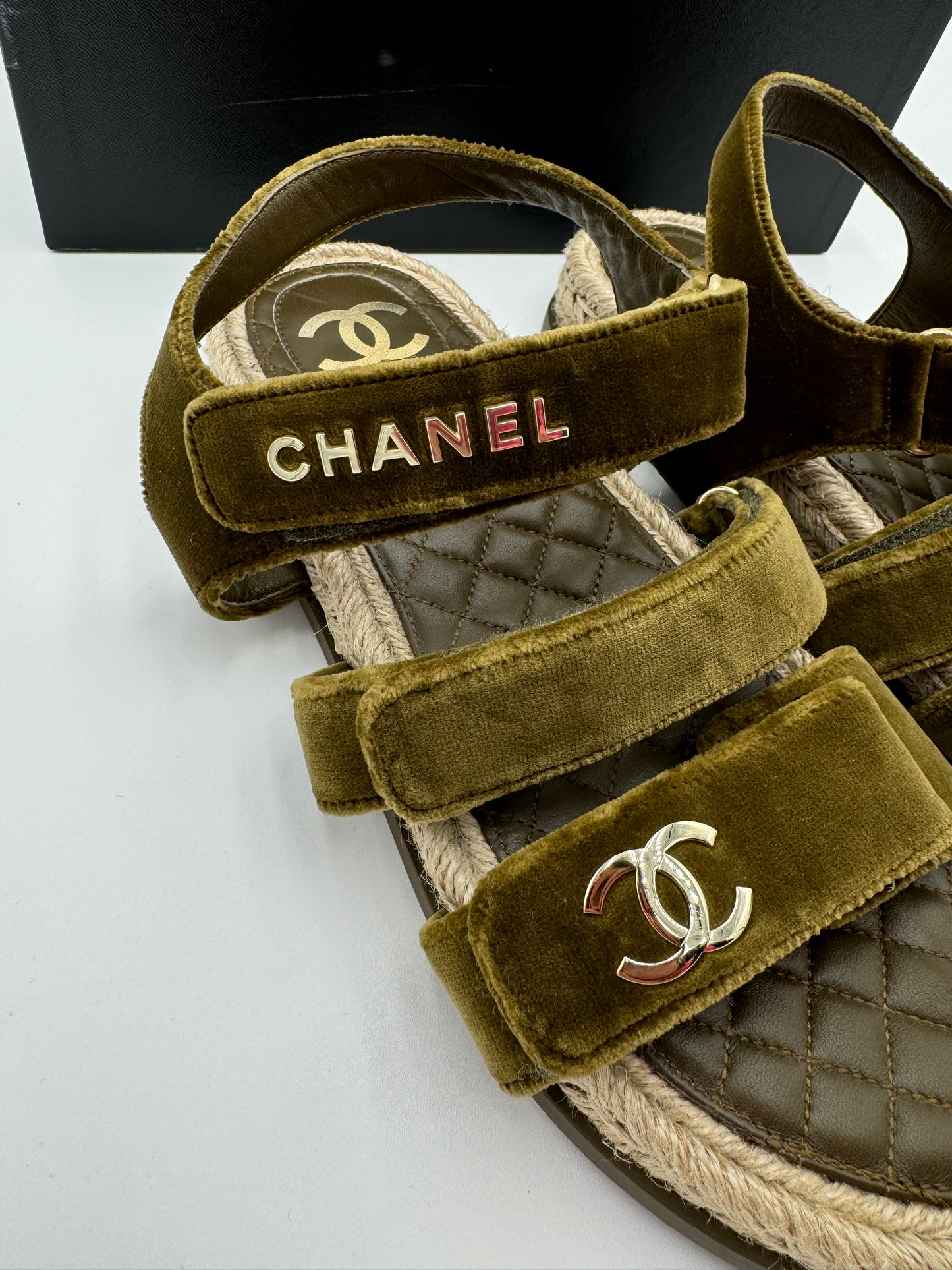 CHANEL Velvet Dad Sandals size 41