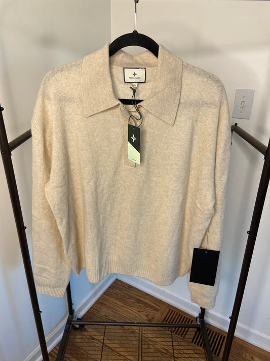 Tuckernuck Sandstone Cashmere Cassidy Polo Sweater size XXL