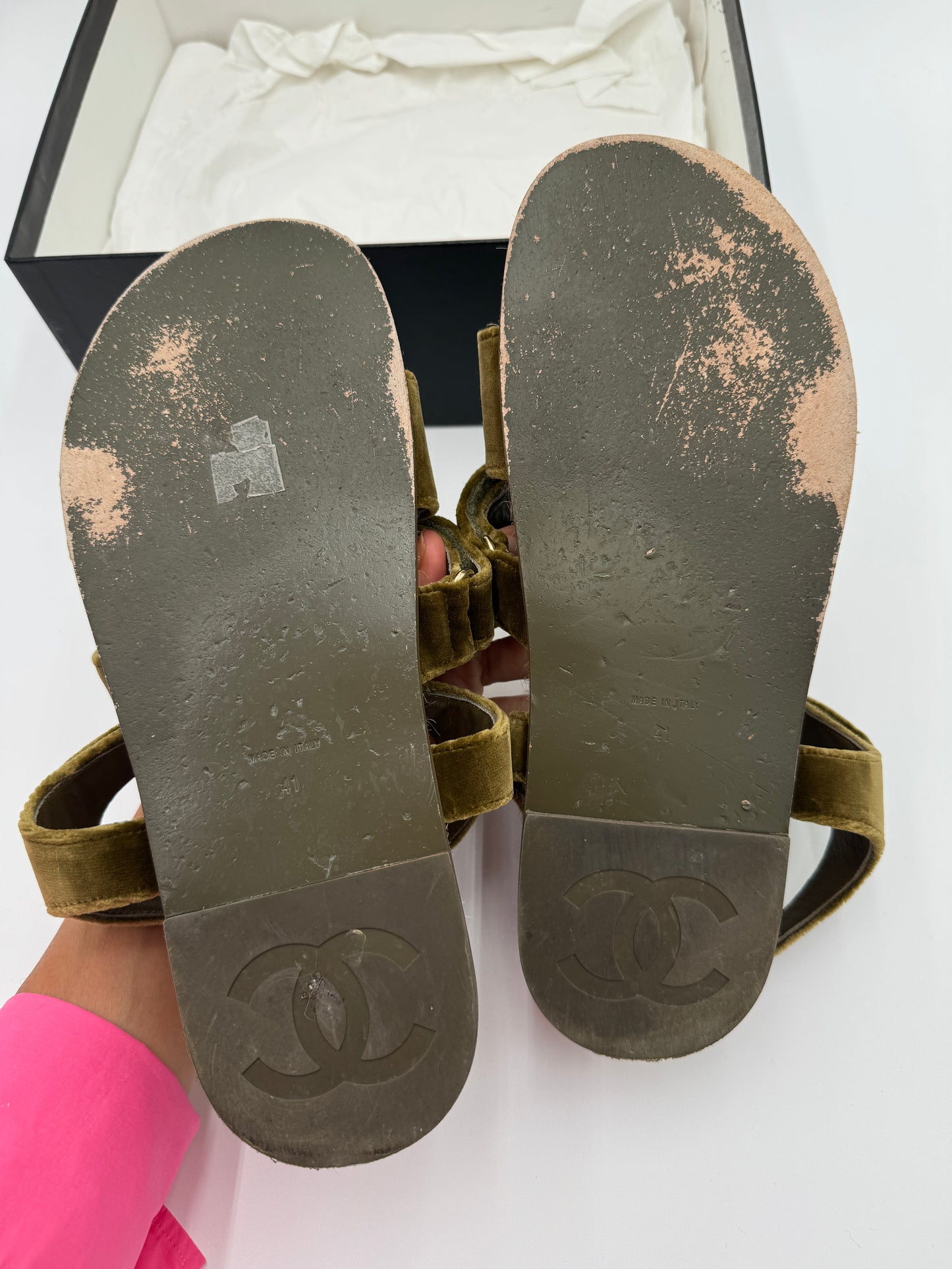 CHANEL Velvet Dad Sandals size 41