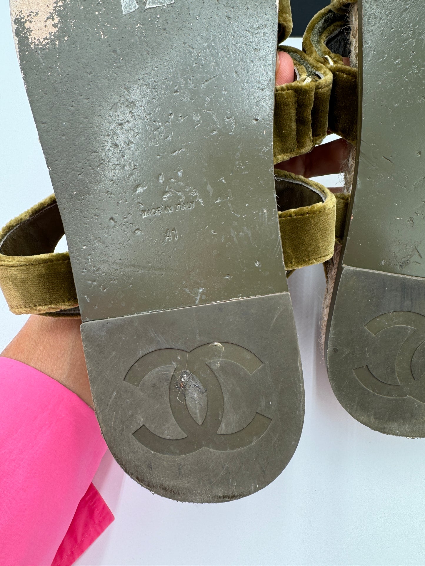 CHANEL Velvet Dad Sandals size 41