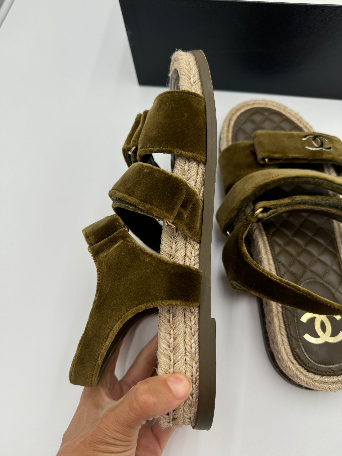 CHANEL Velvet Dad Sandals size 41