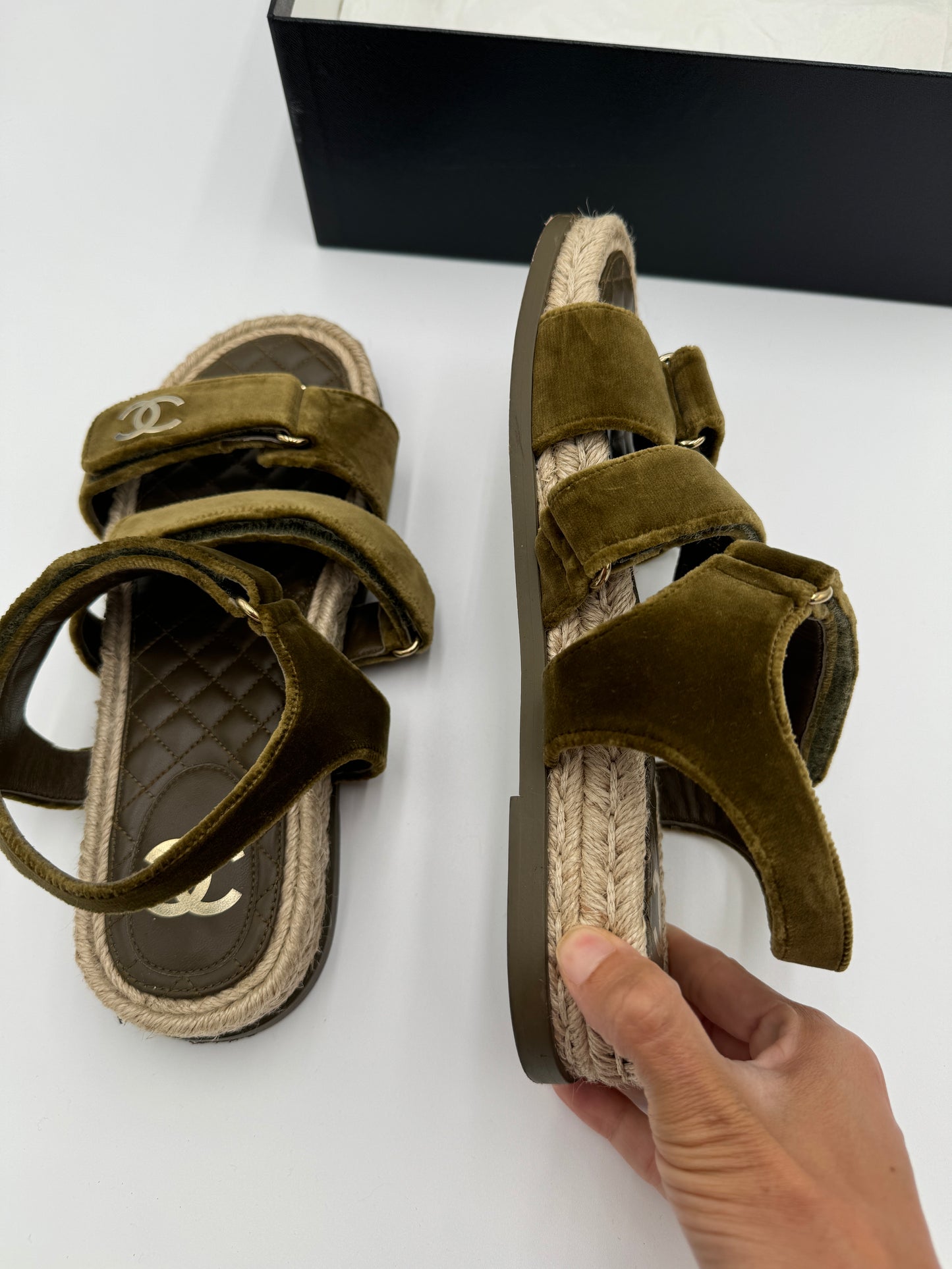 CHANEL Velvet Dad Sandals size 41