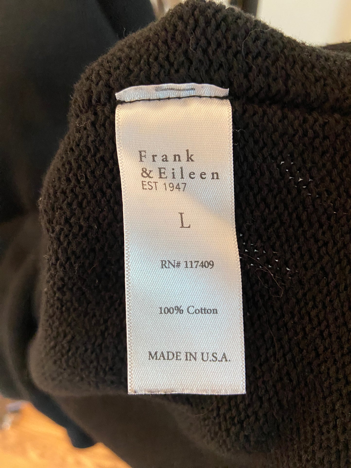 Frank and Eileen Monterey Sweater in Black size L